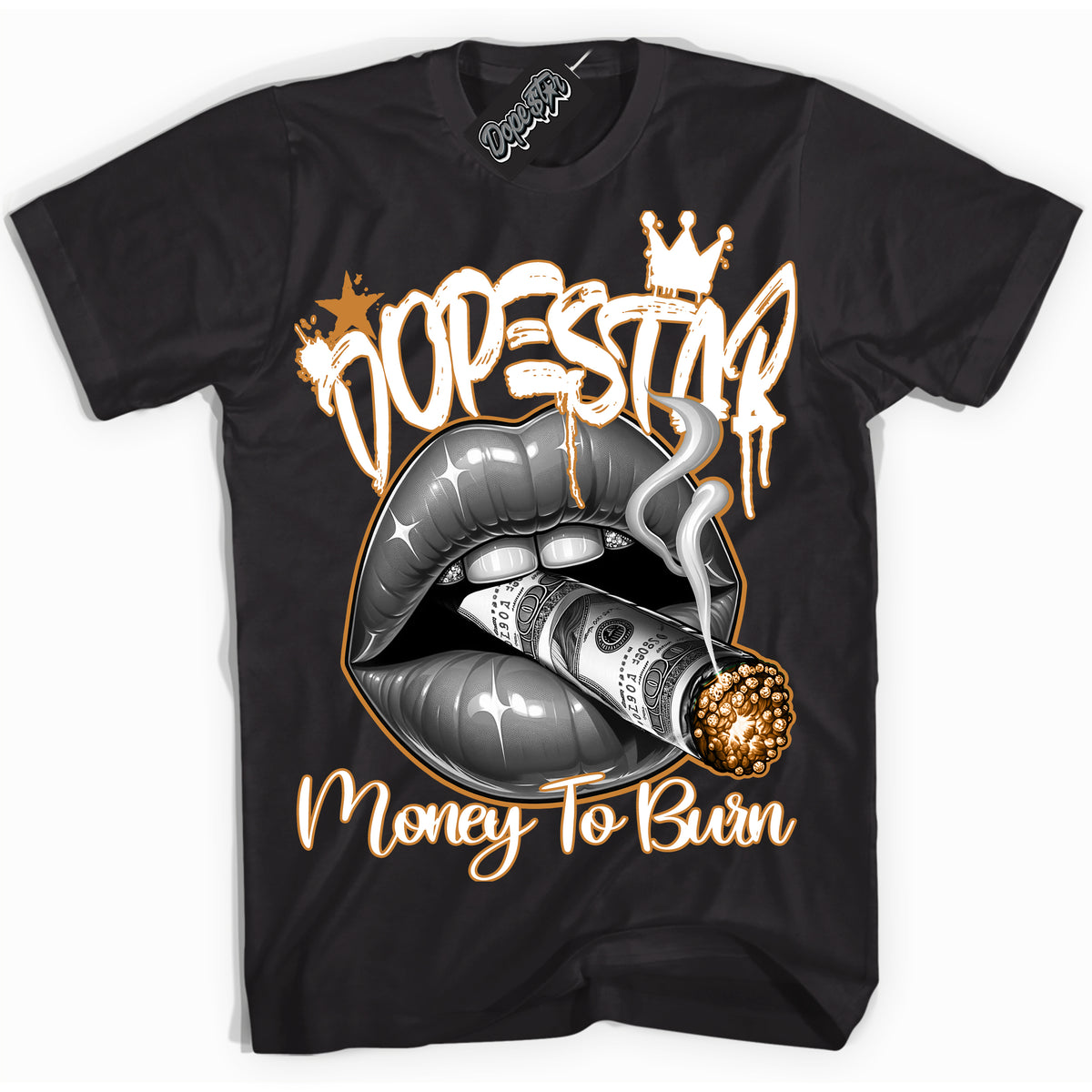 Cool Black Shirt with “ Money To Burn” design that perfectly matches Reverse Curry Sneakers.