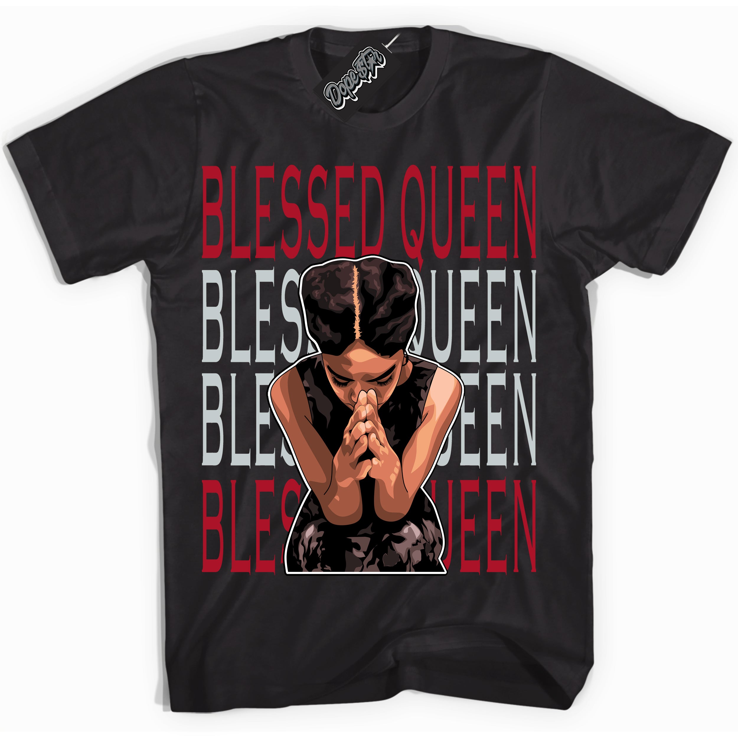 Cool Black Shirt with “ Blessed Queen” design that perfectly matches Reverse Ultraman Sneakers.