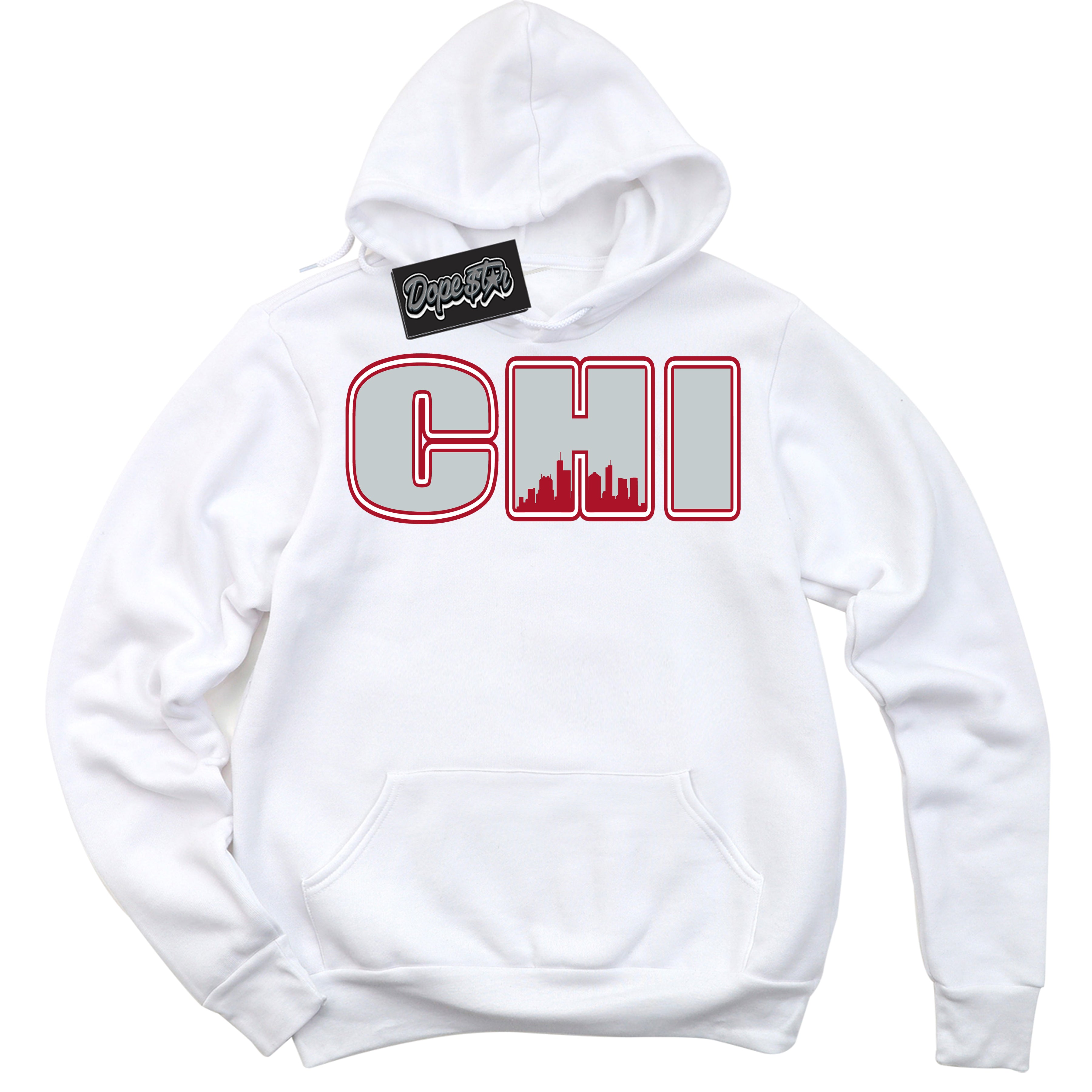 Cool White Hoodie with “ Chicago ”  design that Perfectly Matches  Reverse Ultraman Sneakers.