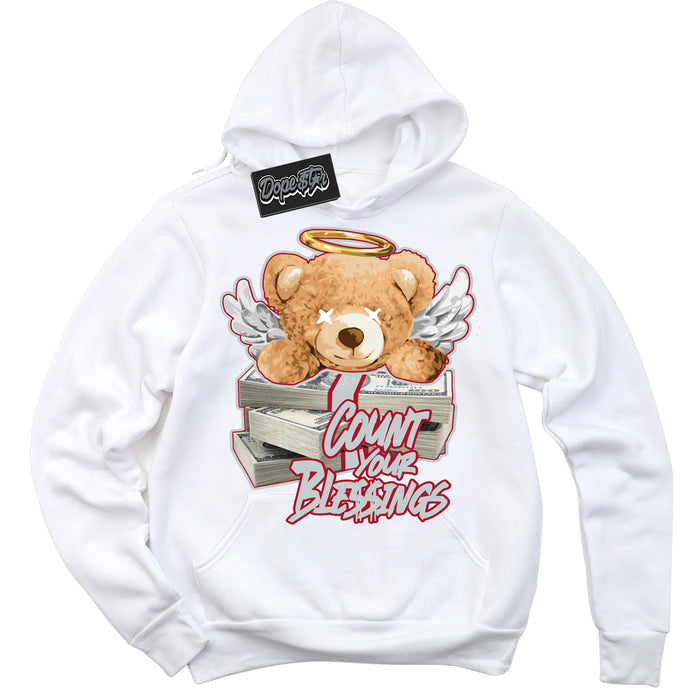 Cool White Hoodie with “ Count Your Blessings ”  design that Perfectly Matches  Reverse Ultraman Sneakers.