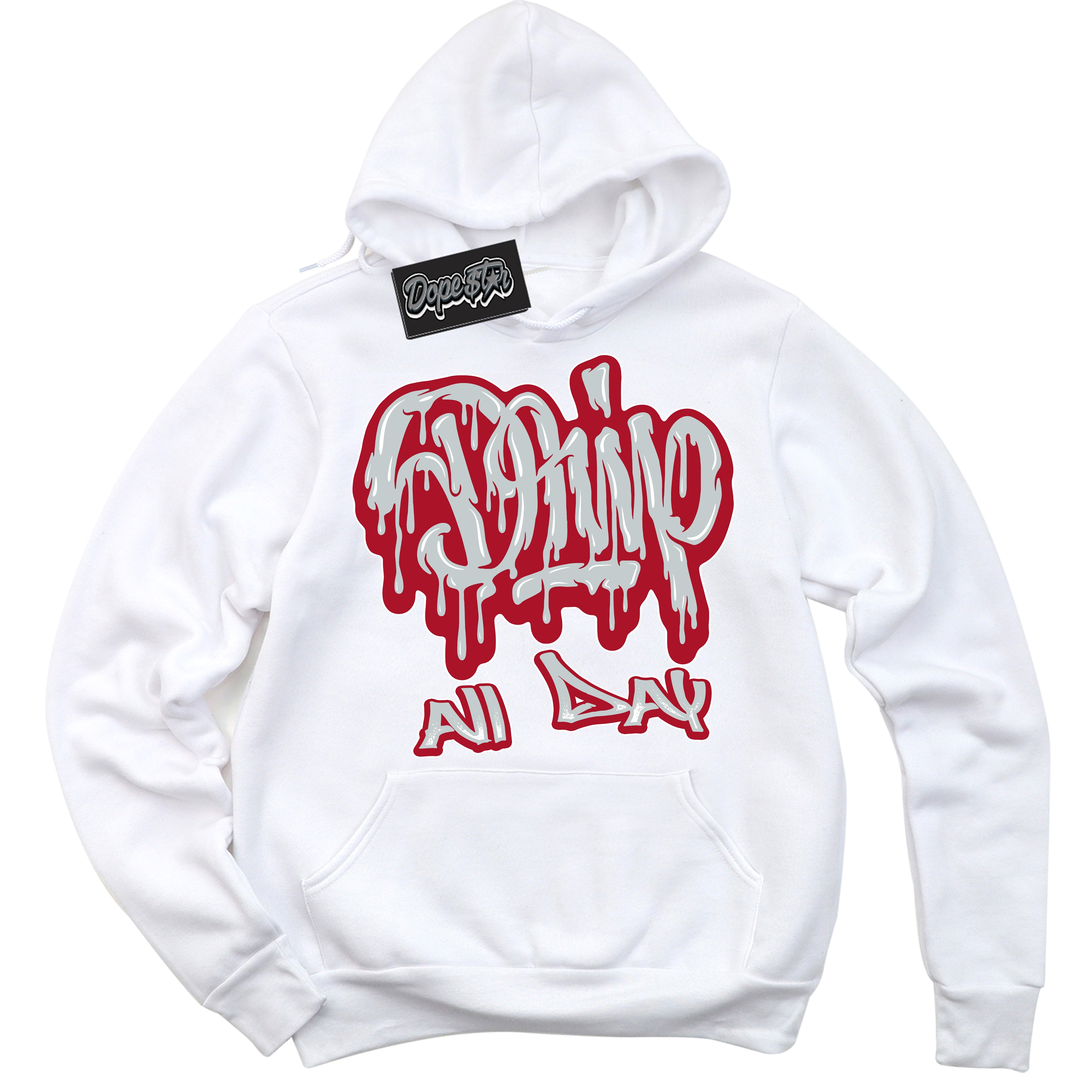 Cool White Hoodie with “ Drip All Day ”  design that Perfectly Matches  Reverse Ultraman Sneakers.