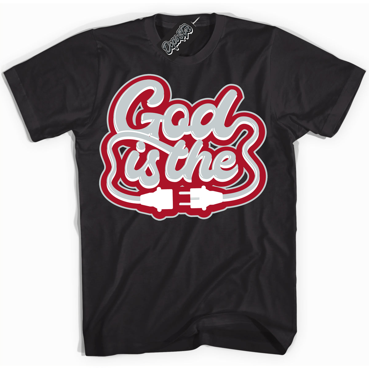 Cool Black Shirt with “ God Is The ” design that perfectly matches Reverse Ultraman Sneakers.
