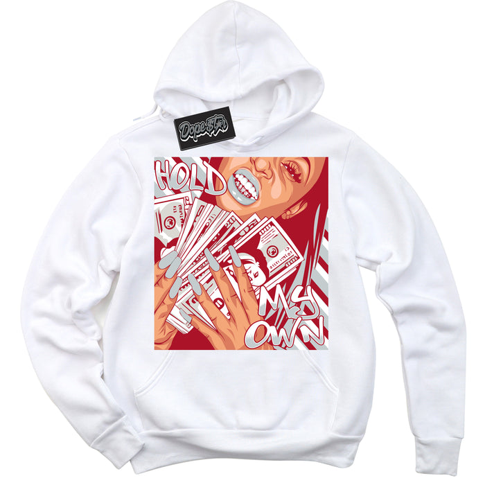 Cool White Hoodie with “ Hold My Own ”  design that Perfectly Matches  Reverse Ultraman Sneakers.