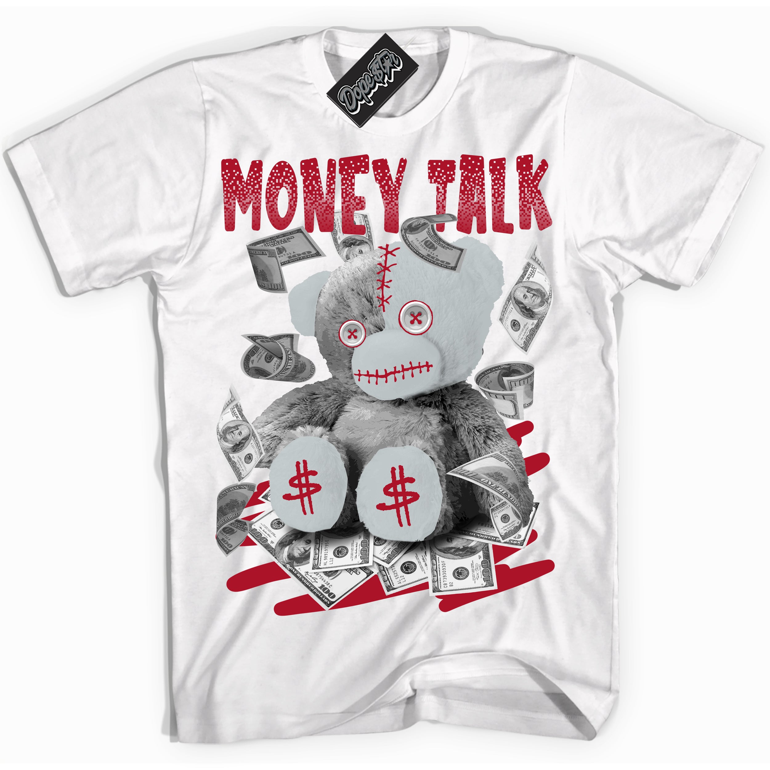 Cool White Shirt with “ Money Talk Bear” design that perfectly matches Reverse Ultraman Sneakers.