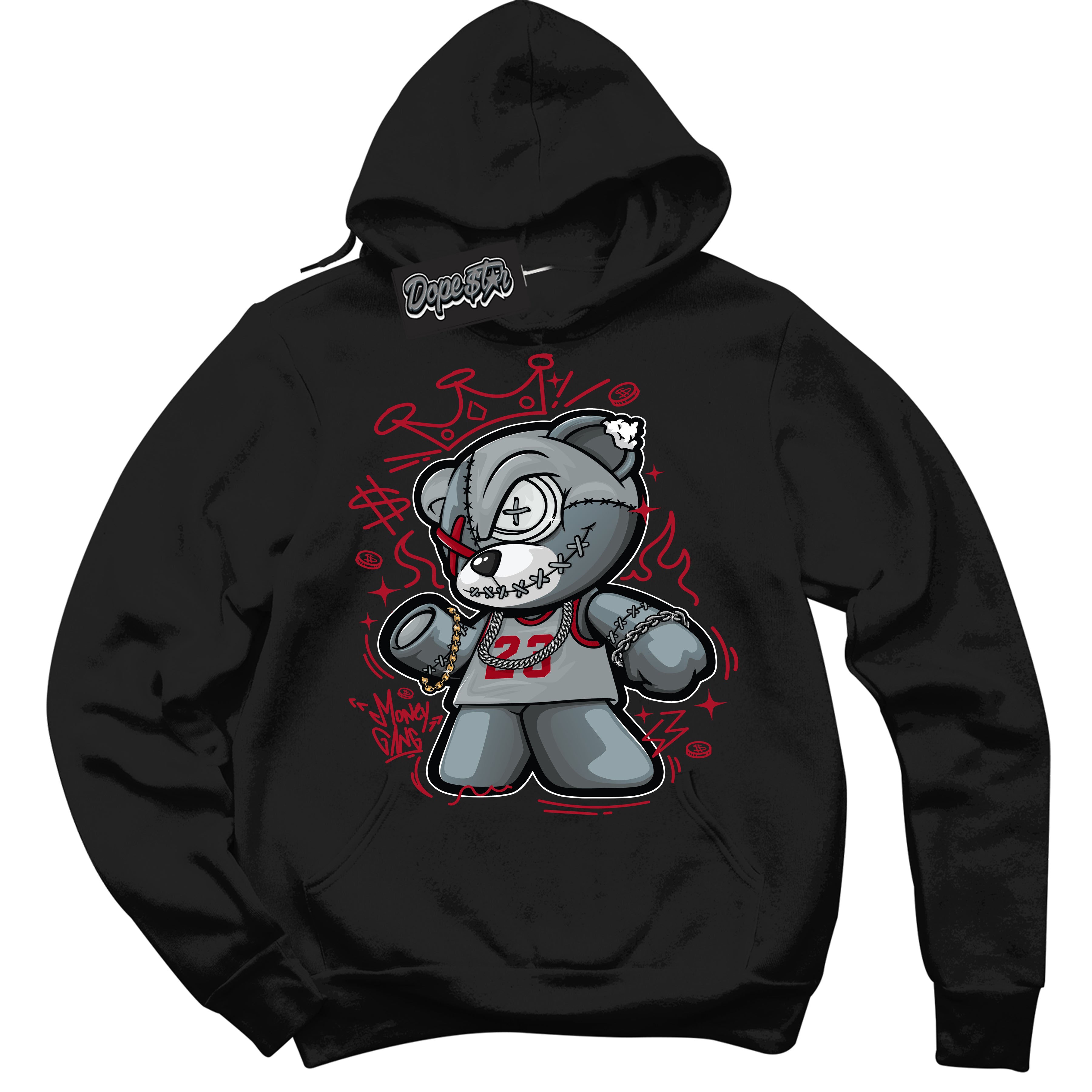 Cool Black Hoodie with “ Money Gang Bear ”  design that Perfectly Matches  Reverse Ultraman Sneakers.