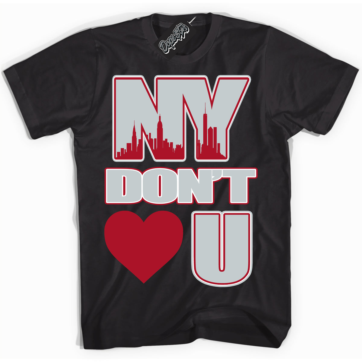 Cool Black Shirt with “ NY Don't Love You” design that perfectly matches Reverse Ultraman Sneakers.