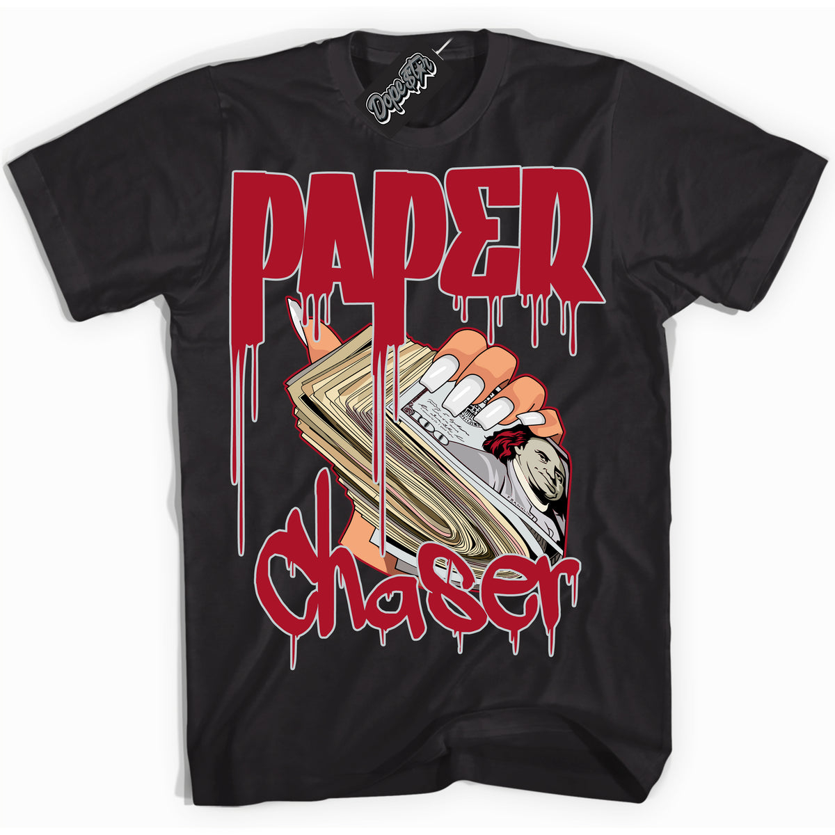 Cool Black Shirt with “ Paper Chaser ” design that perfectly matches Reverse Ultraman Sneakers.