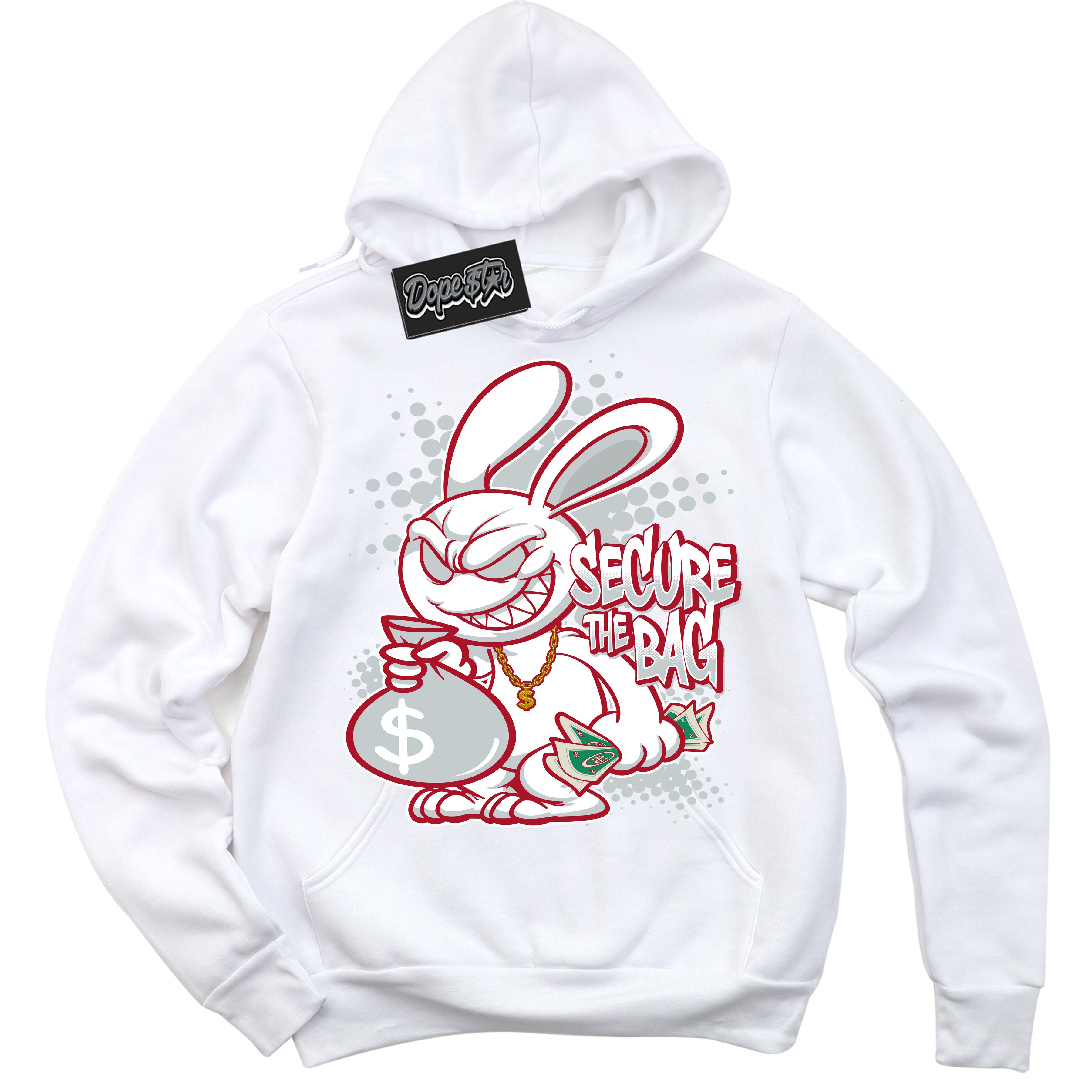 Cool White  Hoodie with “ Secure The Bag ”  design that Perfectly Matches  Reverse Ultraman Sneakers.
