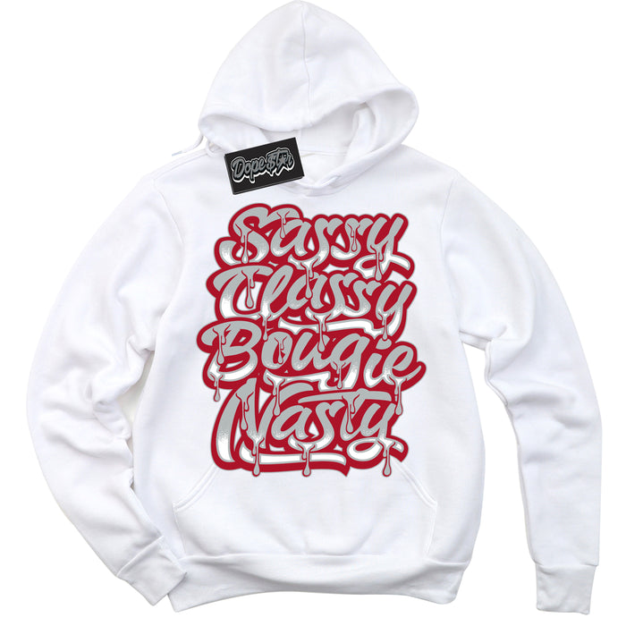 Cool White Hoodie with “ Sassy Classy ”  design that Perfectly Matches  Reverse Ultraman Sneakers.