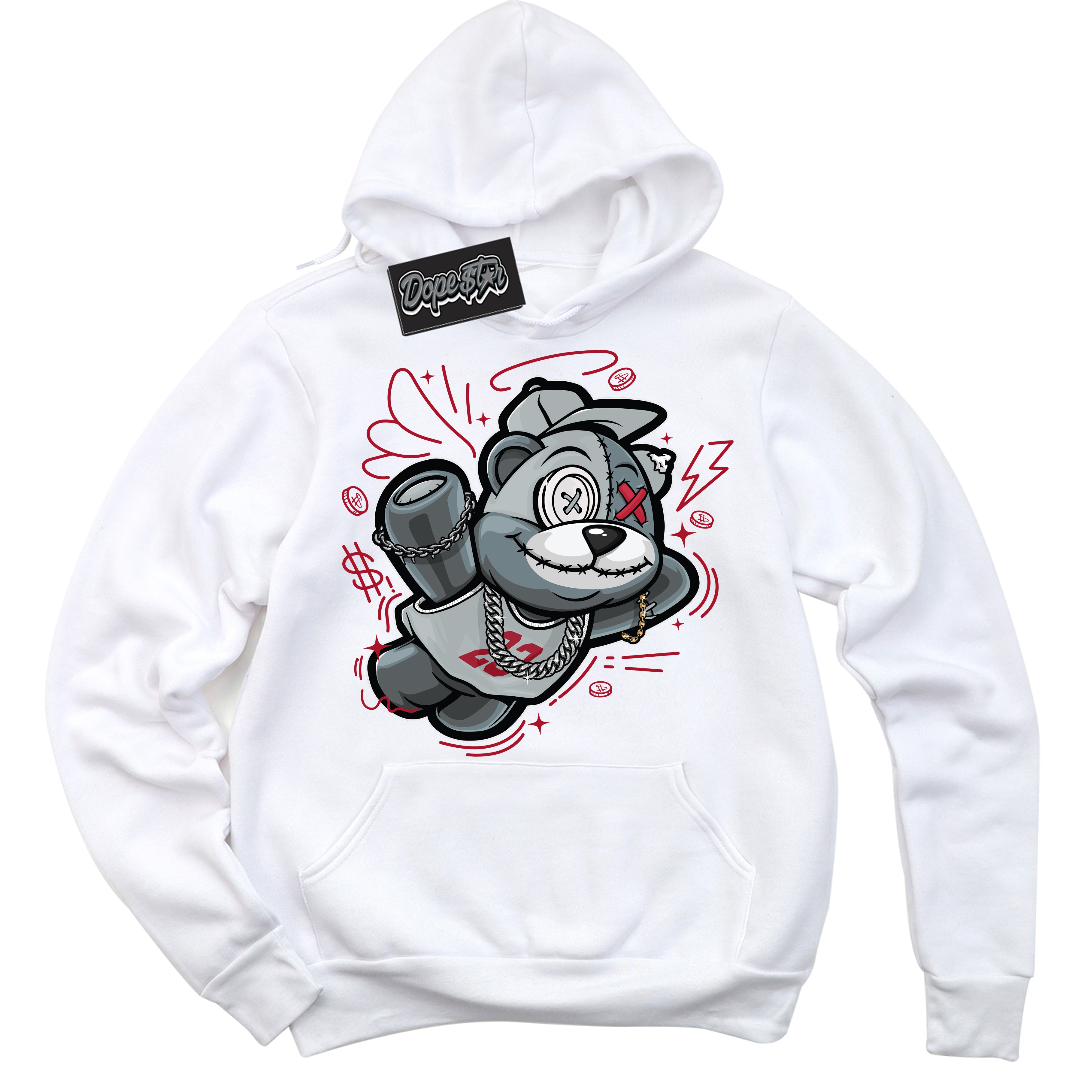 Cool White Hoodie with “ Slam Dunk Bear ”  design that Perfectly Matches  Reverse Ultraman Sneakers.