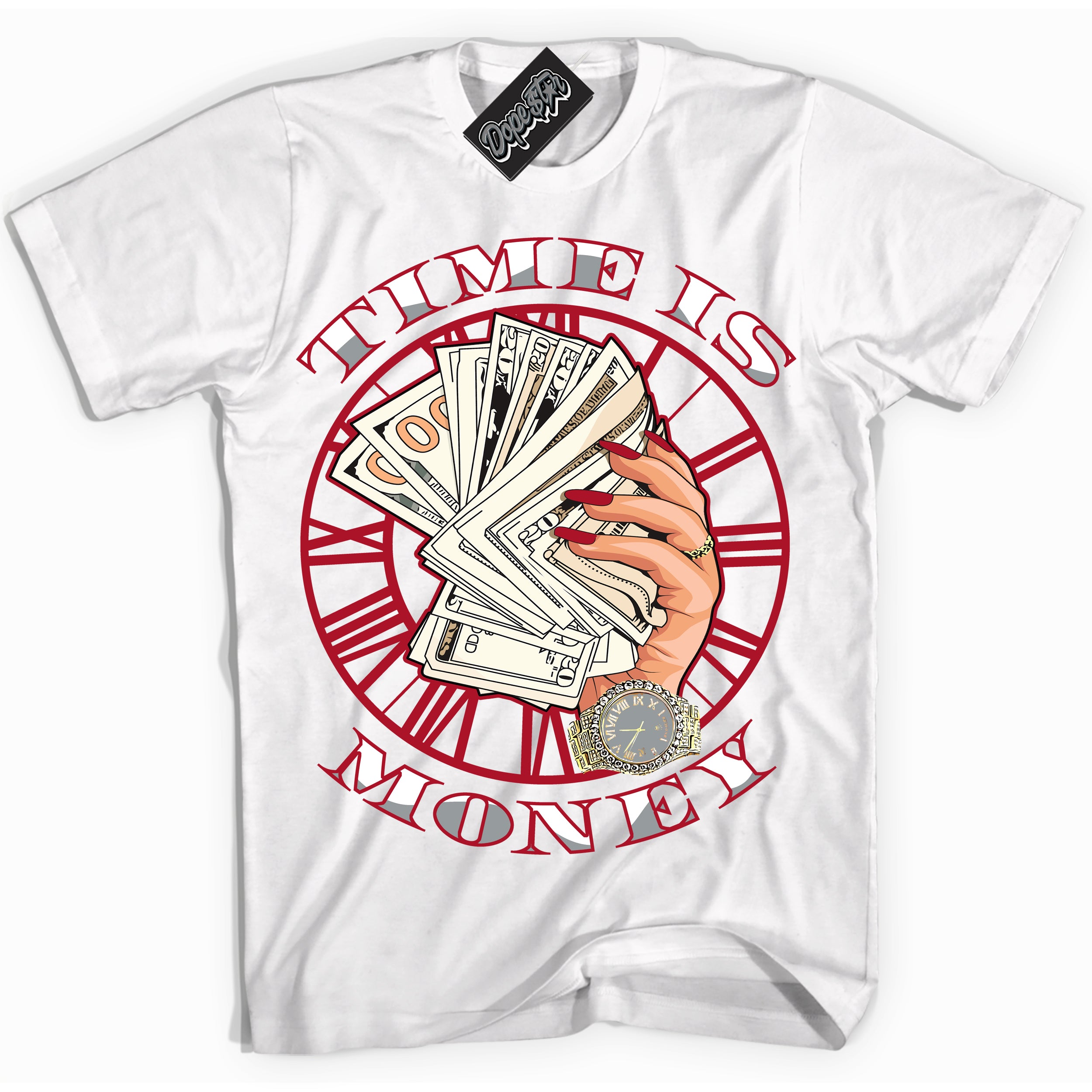 Cool White Shirt with “ Time Is Money” design that perfectly matches Reverse Ultraman Sneakers.