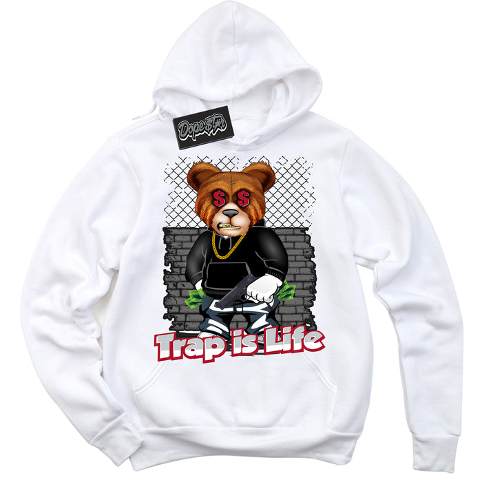 Cool White Hoodie with “ Trap Is Life ”  design that Perfectly Matches Reverse Ultraman Sneakers.