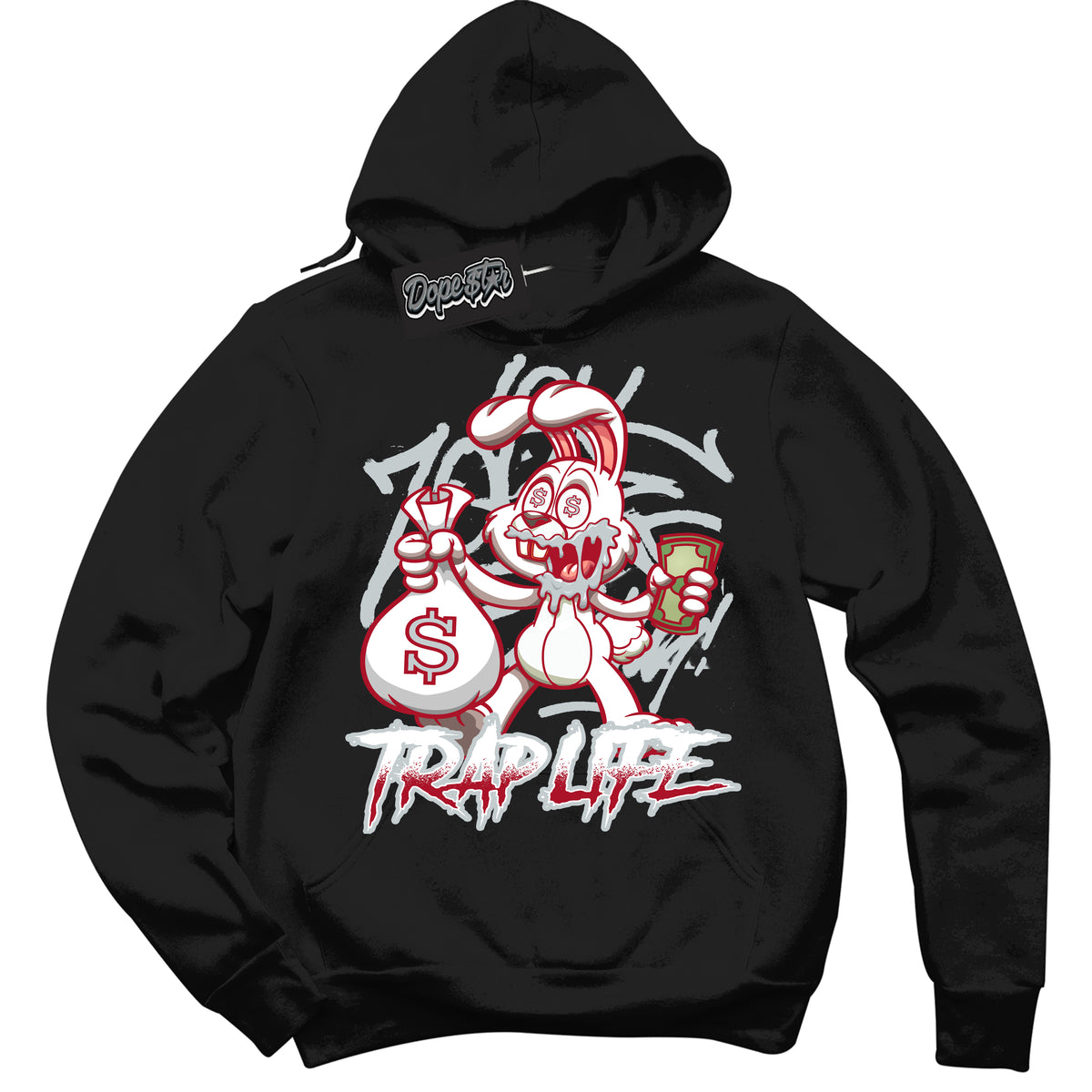 Cool Black Hoodie with “ Trap Rabbit ”  design that Perfectly Matches  Reverse Ultraman Sneakers.