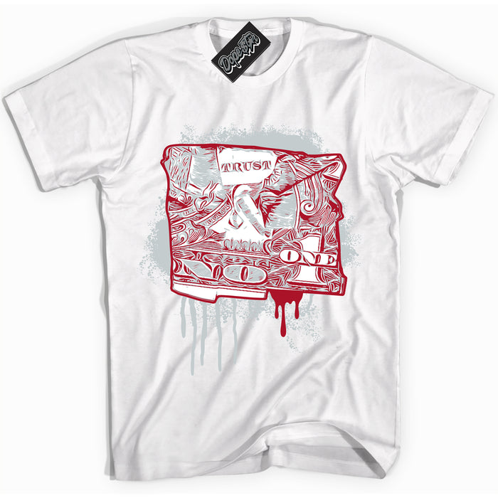 Cool White Shirt with “ Trust No One Dollar” design that perfectly matches Reverse Ultraman Sneakers.