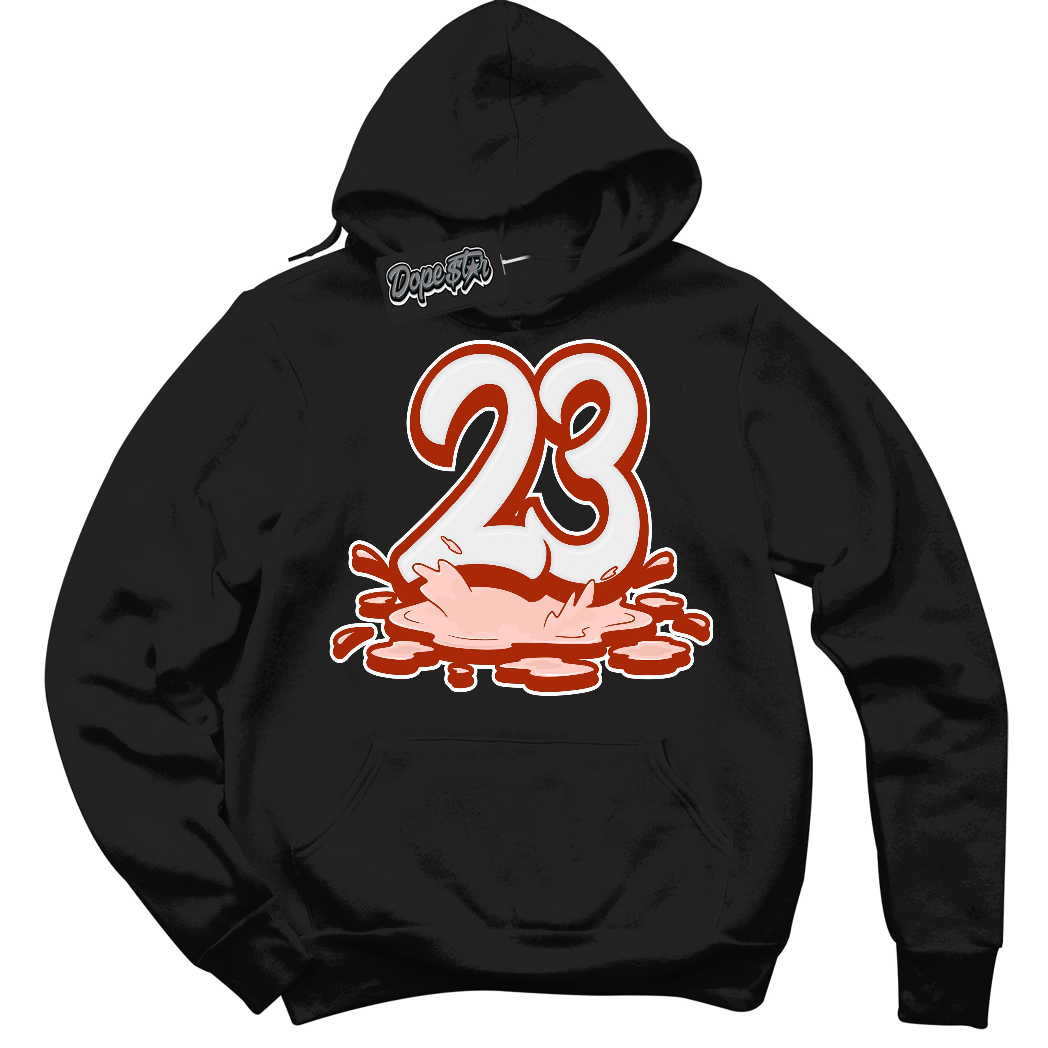 Cool Black Hoodie with “ 23 Melting ”  design that Perfectly Matches Red Stardust Dunk.
