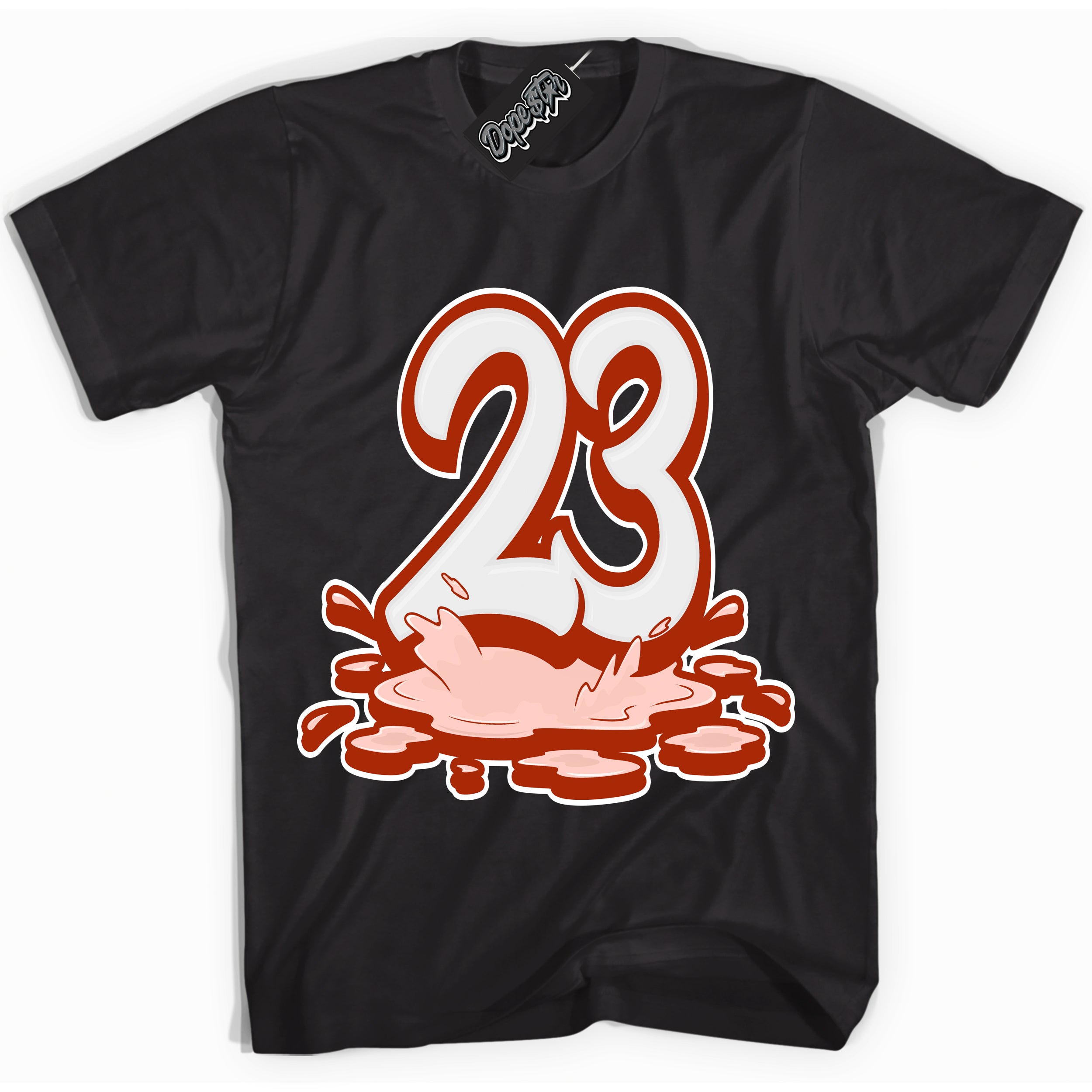Cool Black Shirt with “ 23 Melting ” design that perfectly matches Red Stardust Dunk.
