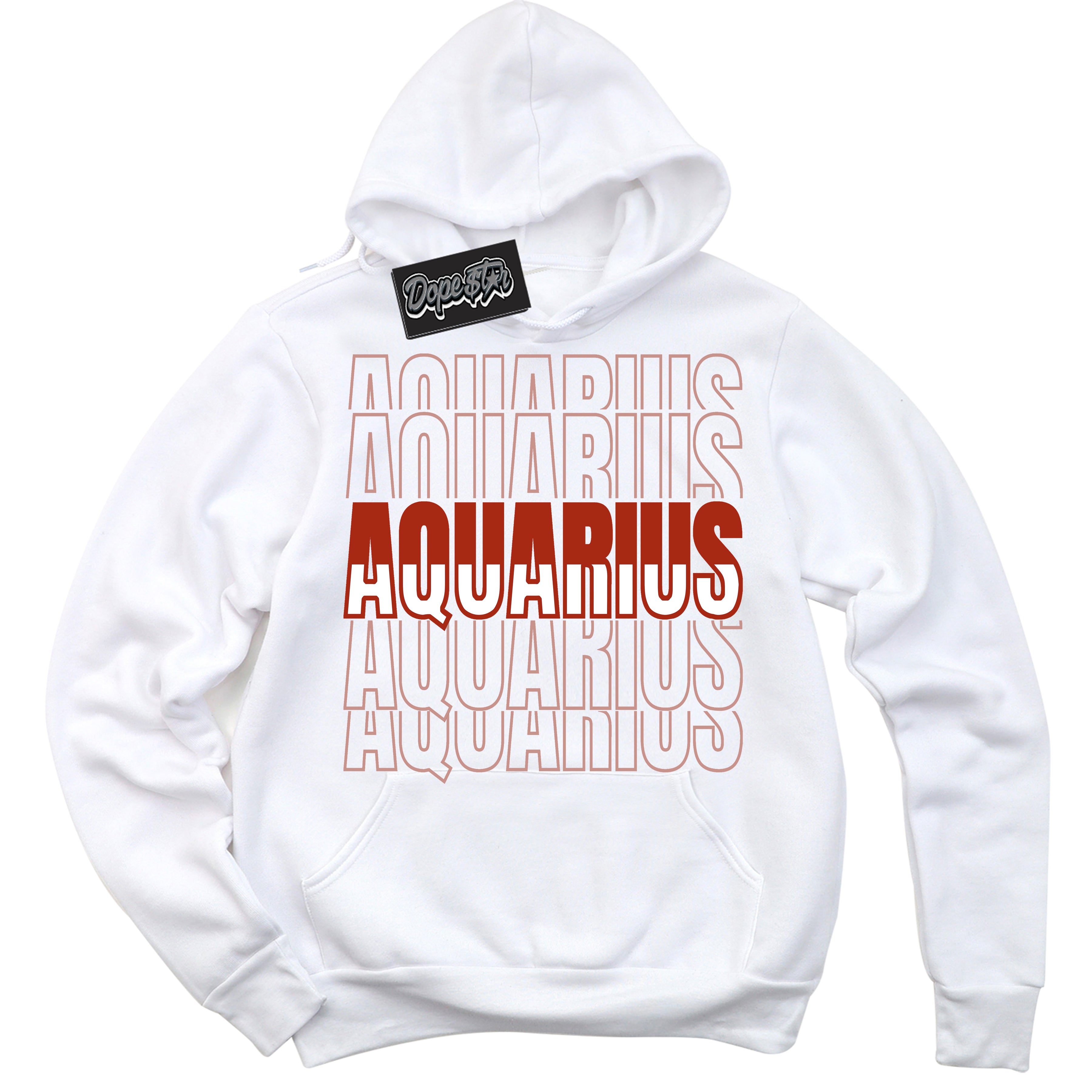 Cool White Hoodie with “ Aquarius ”  design that Perfectly Matches Red Stardust Dunk.
