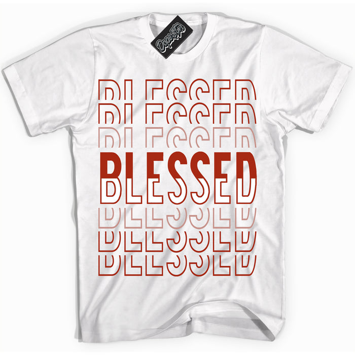 Cool White Shirt with “ Blessed Stacked ” design that perfectly matches Red Stardust Dunk.
