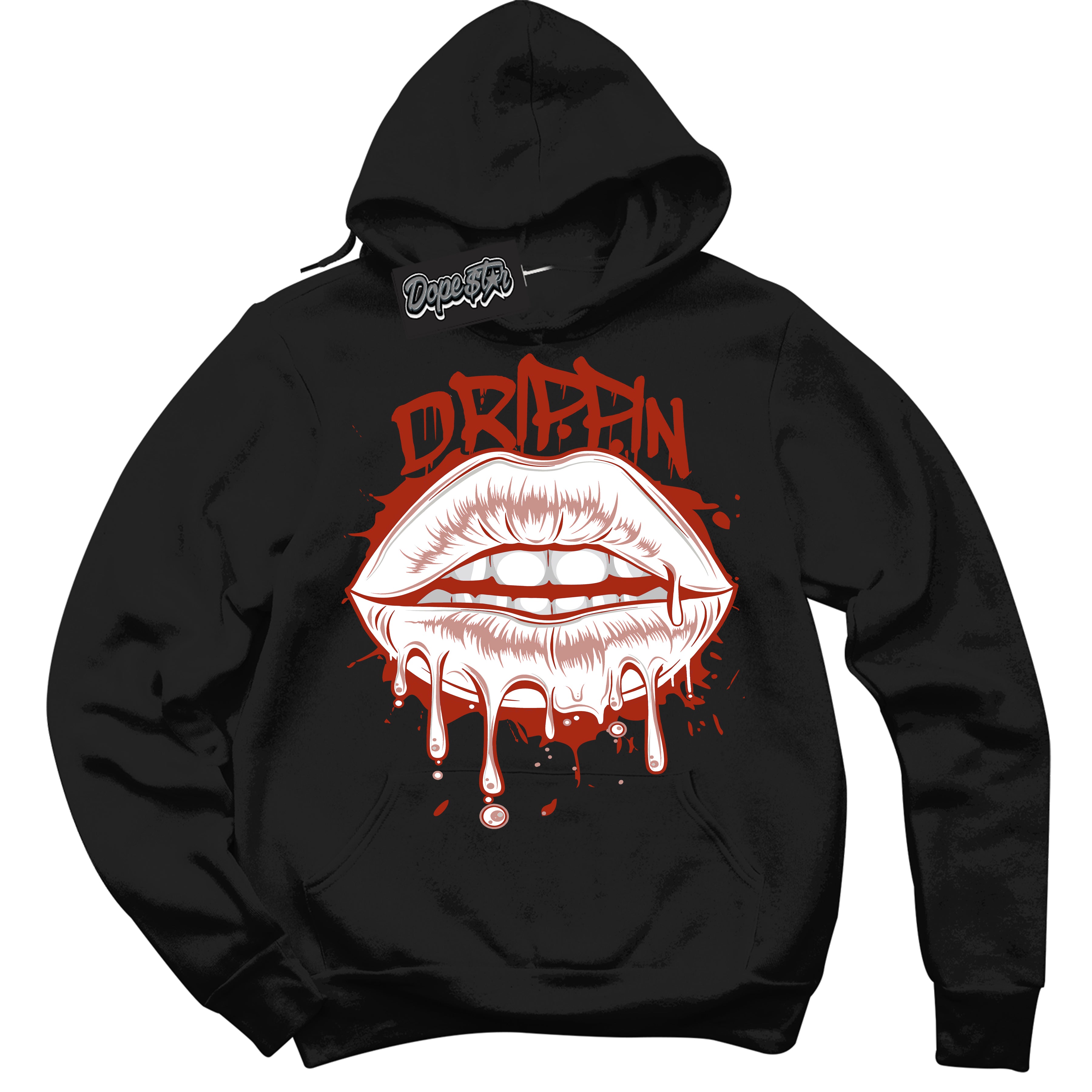 Cool Black Hoodie with “ Drippin ”  design that Perfectly Matches Red Stardust Dunk.
