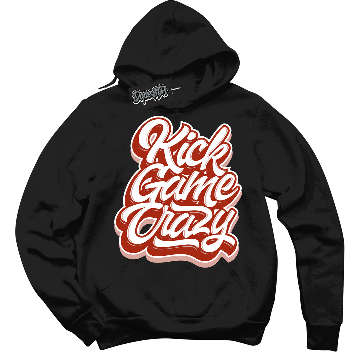 Cool Black Hoodie with “ Kick Game Crazy ”  design that Perfectly Matches Red Stardust Dunk.