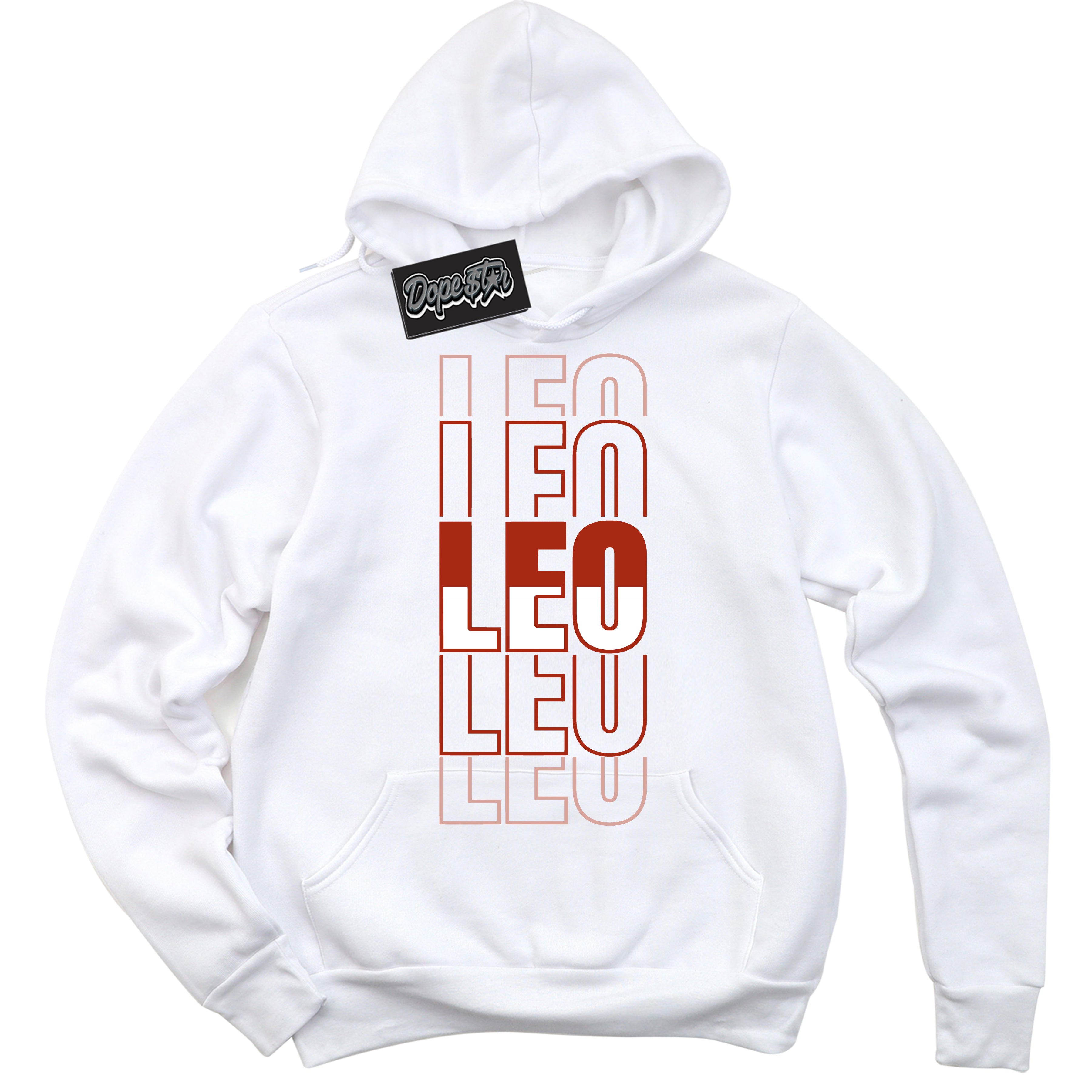 Cool White Hoodie with “ Leo ”  design that Perfectly Matches Red Stardust Dunk.

