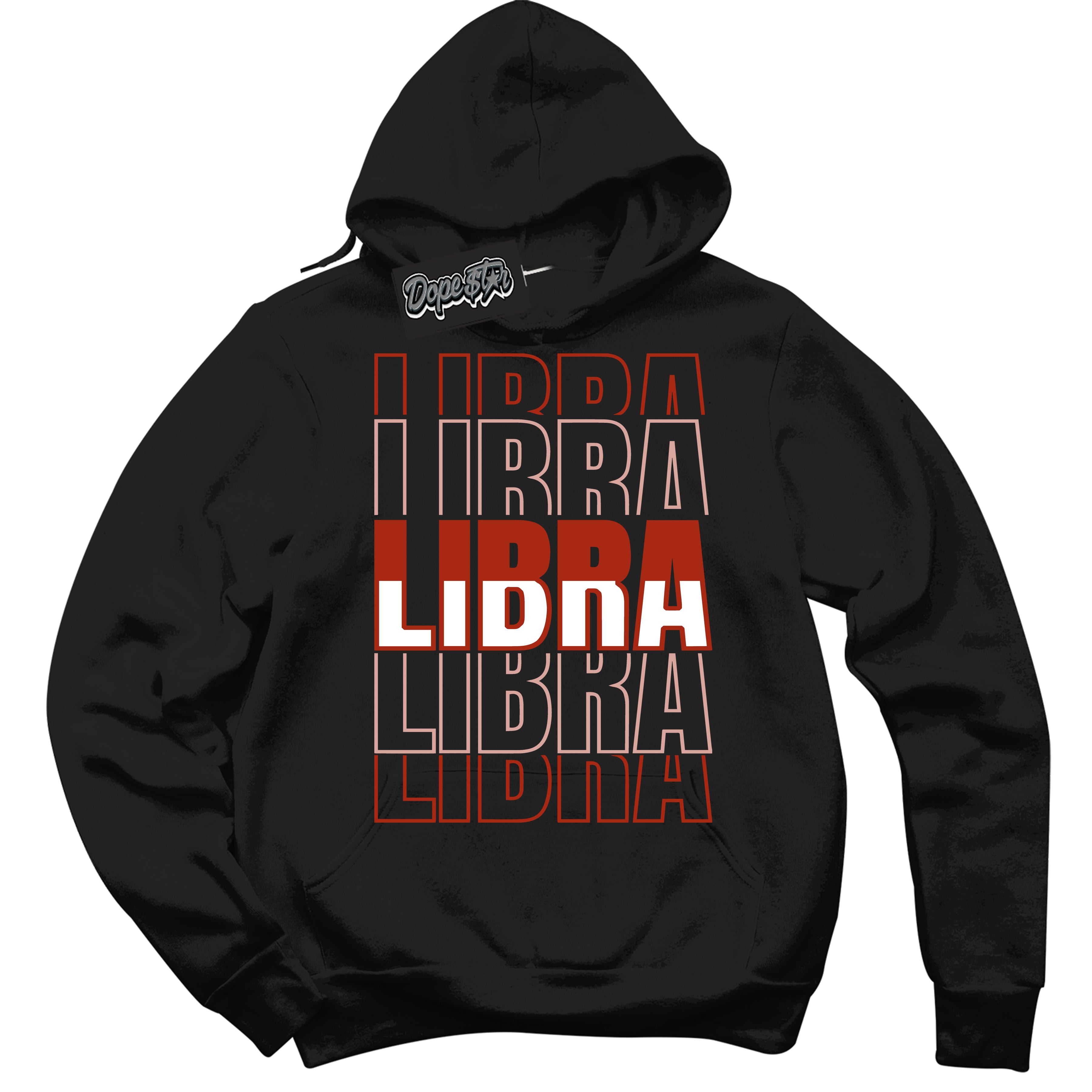 Cool Black Hoodie with “ Libra ”  design that Perfectly Matches Red Stardust Dunk.
