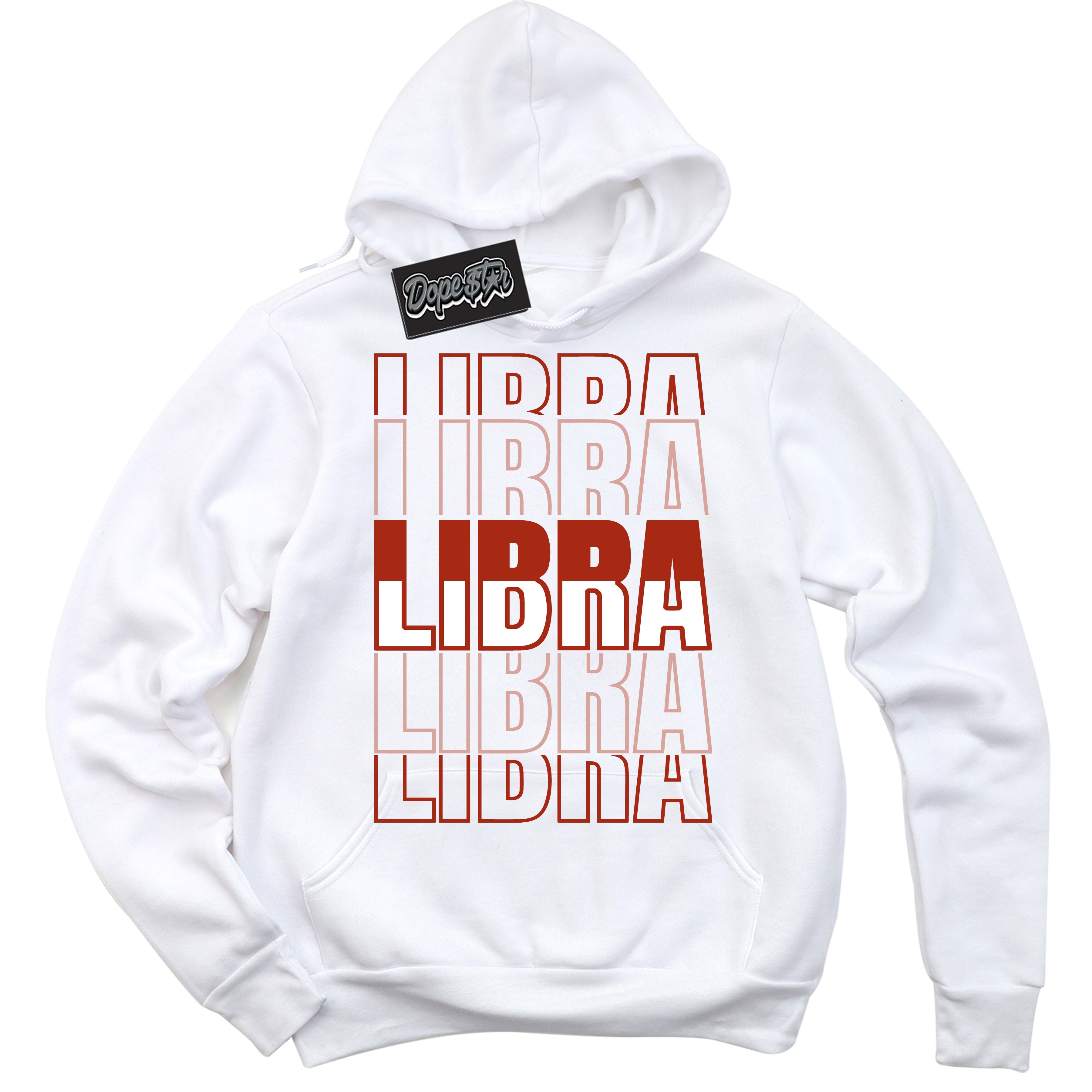 Cool White Hoodie with “ Libra ”  design that Perfectly Matches Red Stardust Dunk.
