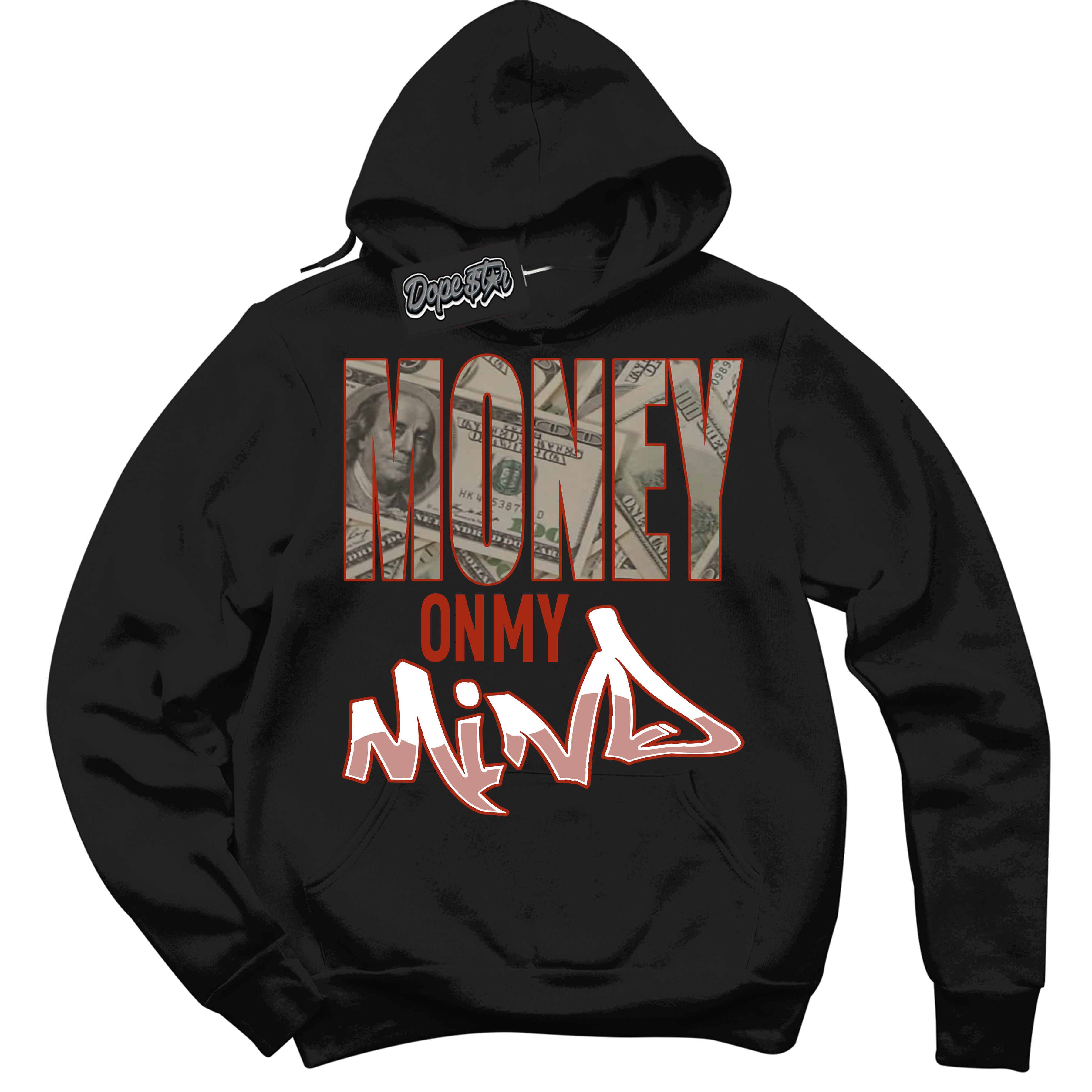 Cool Black Hoodie with “ Money On My Mind ”  design that Perfectly Matches Red Stardust Dunk.
