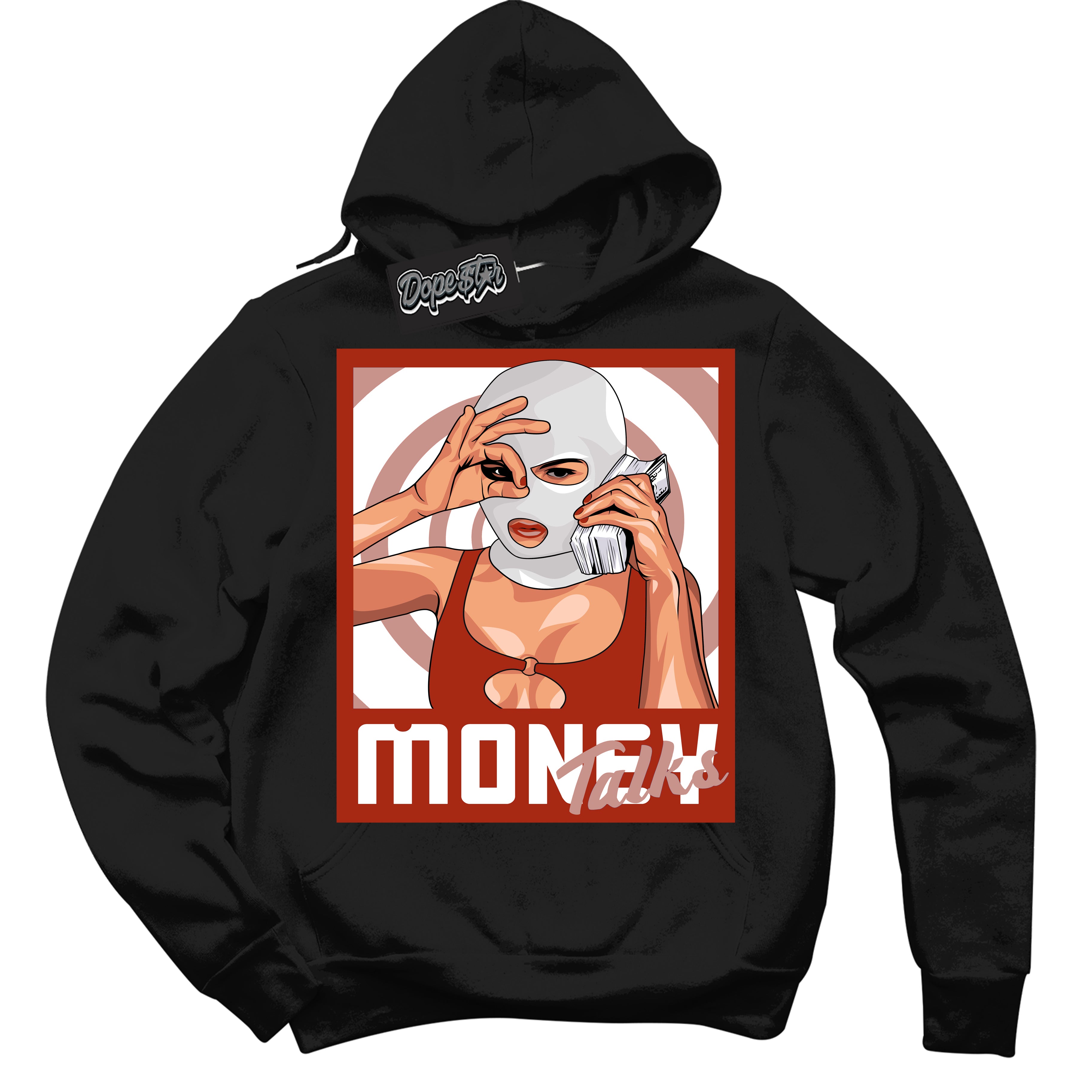 Cool Black Hoodie with “ Money Talks ”  design that Perfectly Matches Red Stardust Dunk.
