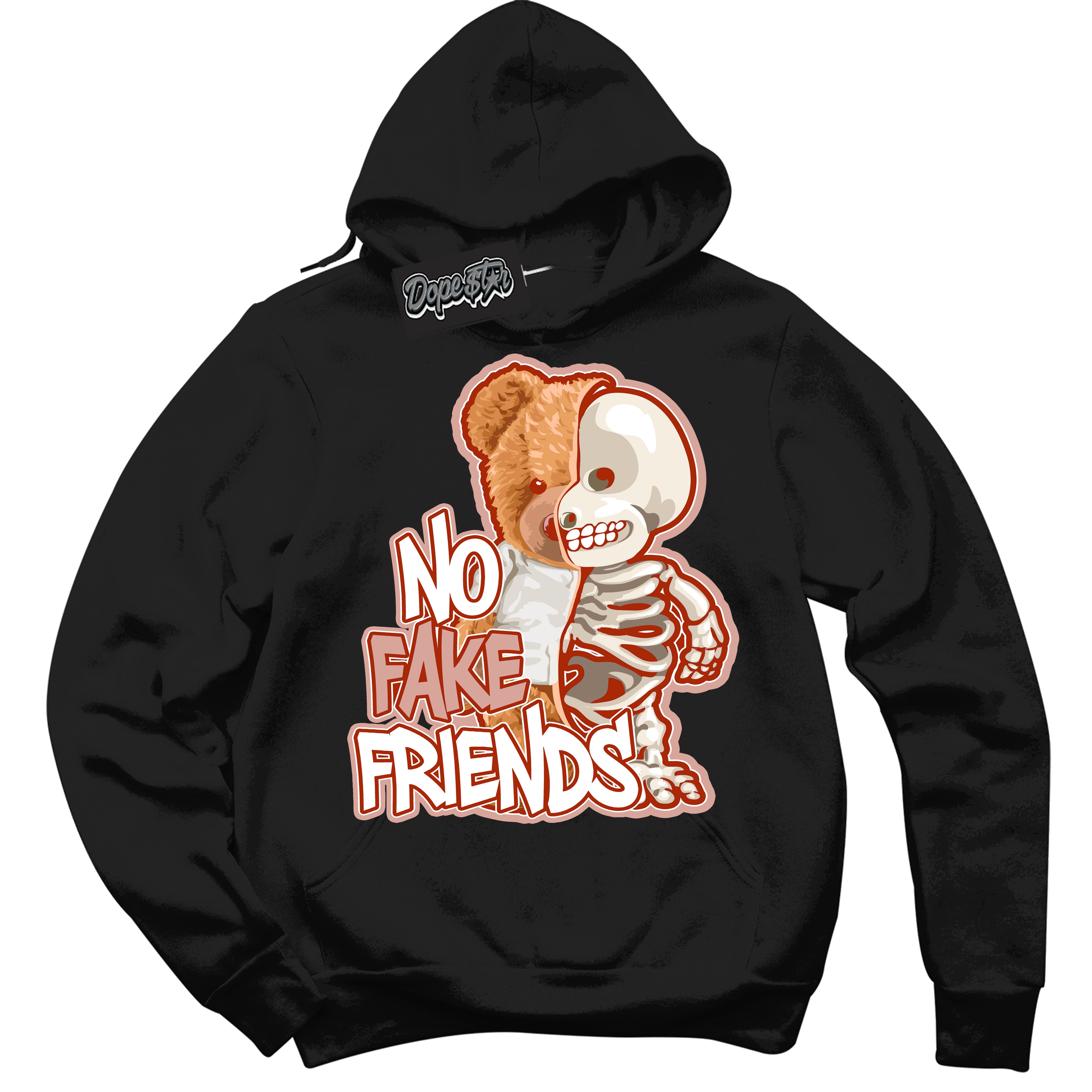 Cool Black Hoodie with “ No Fake Friends ”  design that Perfectly Matches Red Stardust Dunk.
