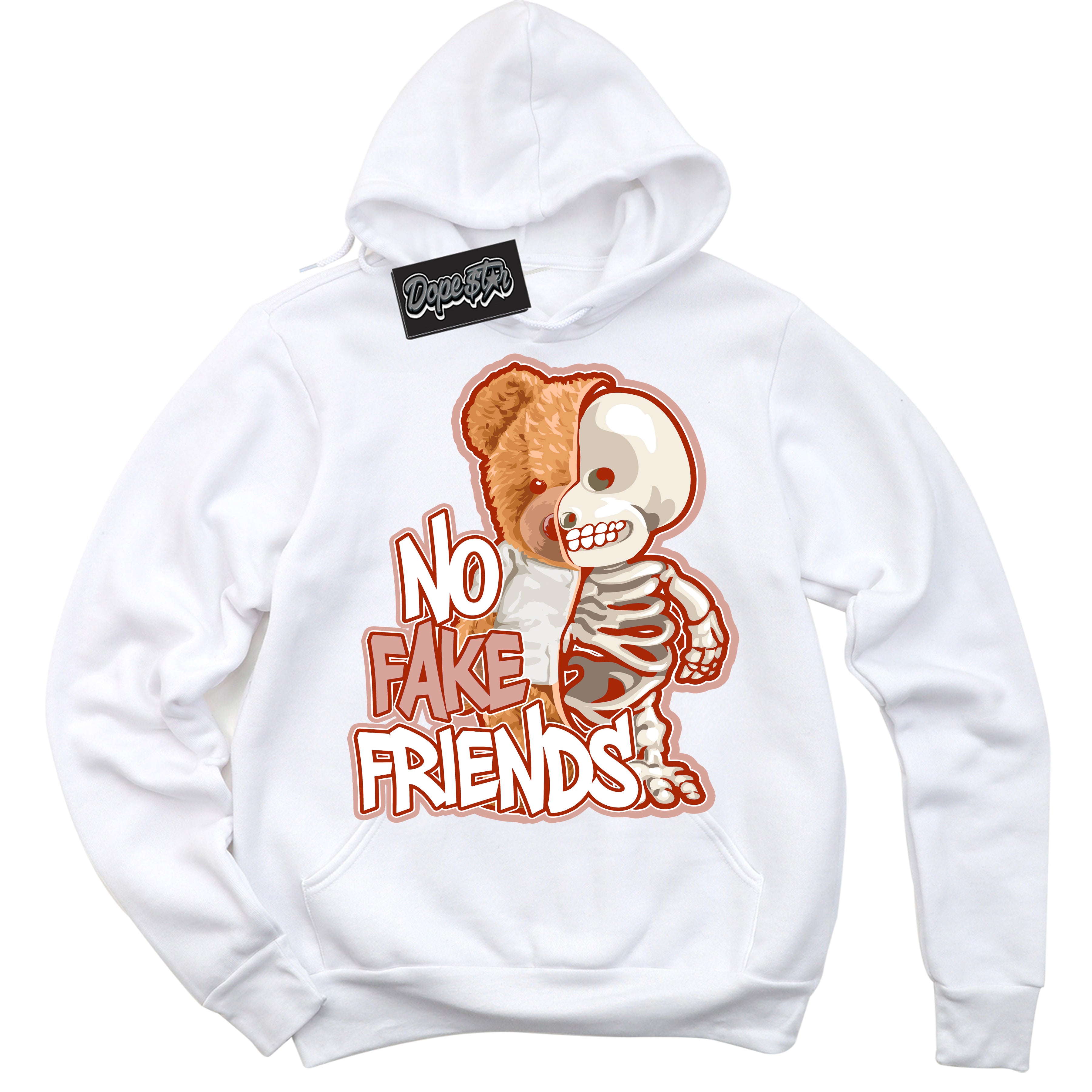 Cool White Hoodie with “ No Fake Friends ”  design that Perfectly Matches Red Stardust Dunk.
