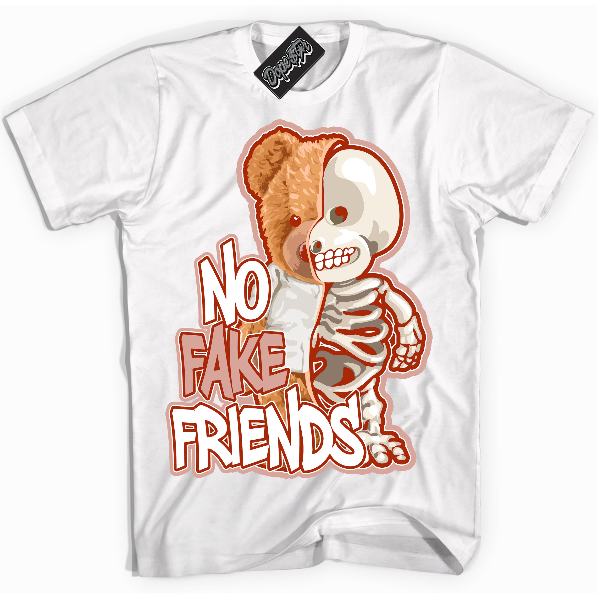 Cool White Shirt with “ No Fake Friends ” design that perfectly matches Red Stardust Dunk.
