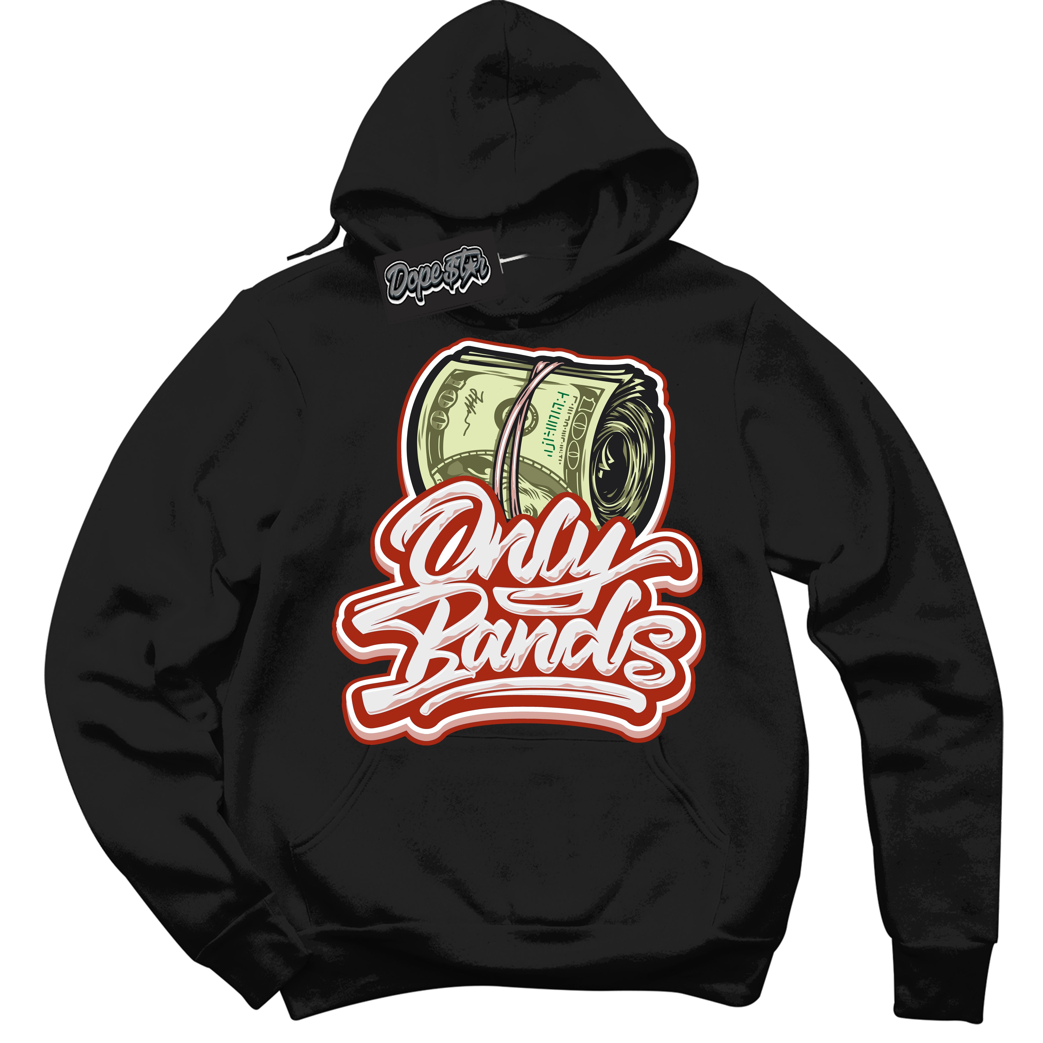 Cool Black Hoodie with “ Only Bands ”  design that Perfectly Matches Red Stardust Dunk.
