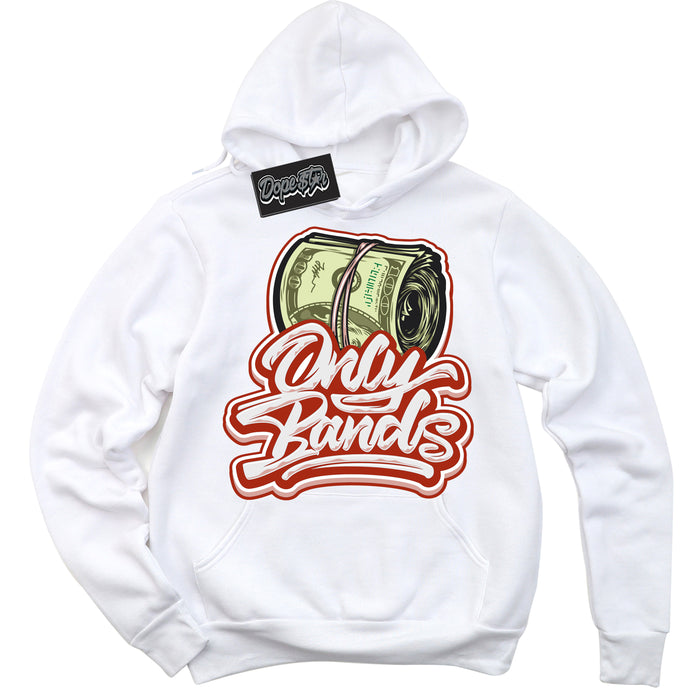 Cool White Hoodie with “ Only Bands ”  design that Perfectly Matches Red Stardust Dunk.
