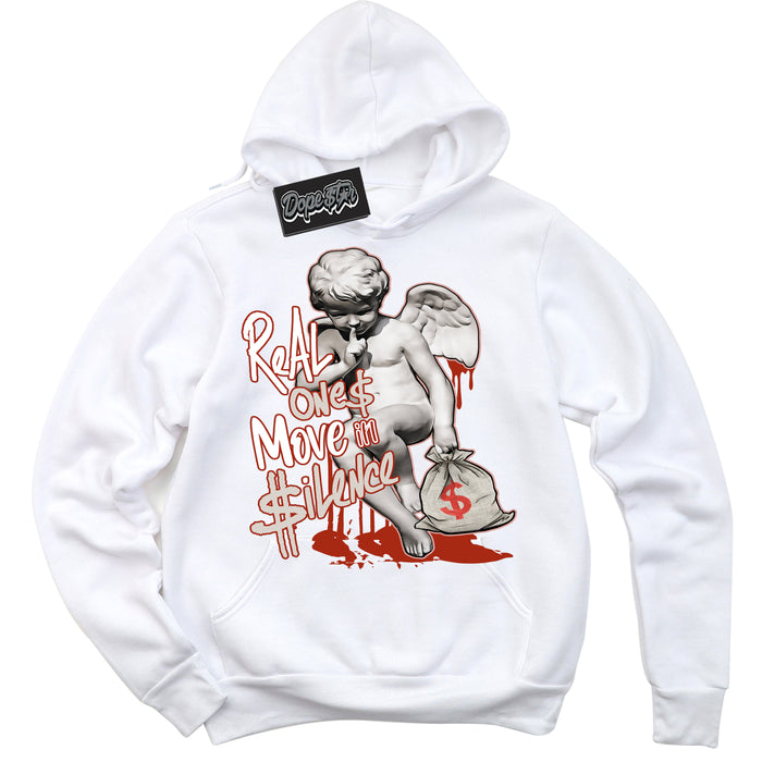 Cool White Hoodie with “ Real Ones Cherub ”  design that Perfectly Matches Red Stardust Dunk.
