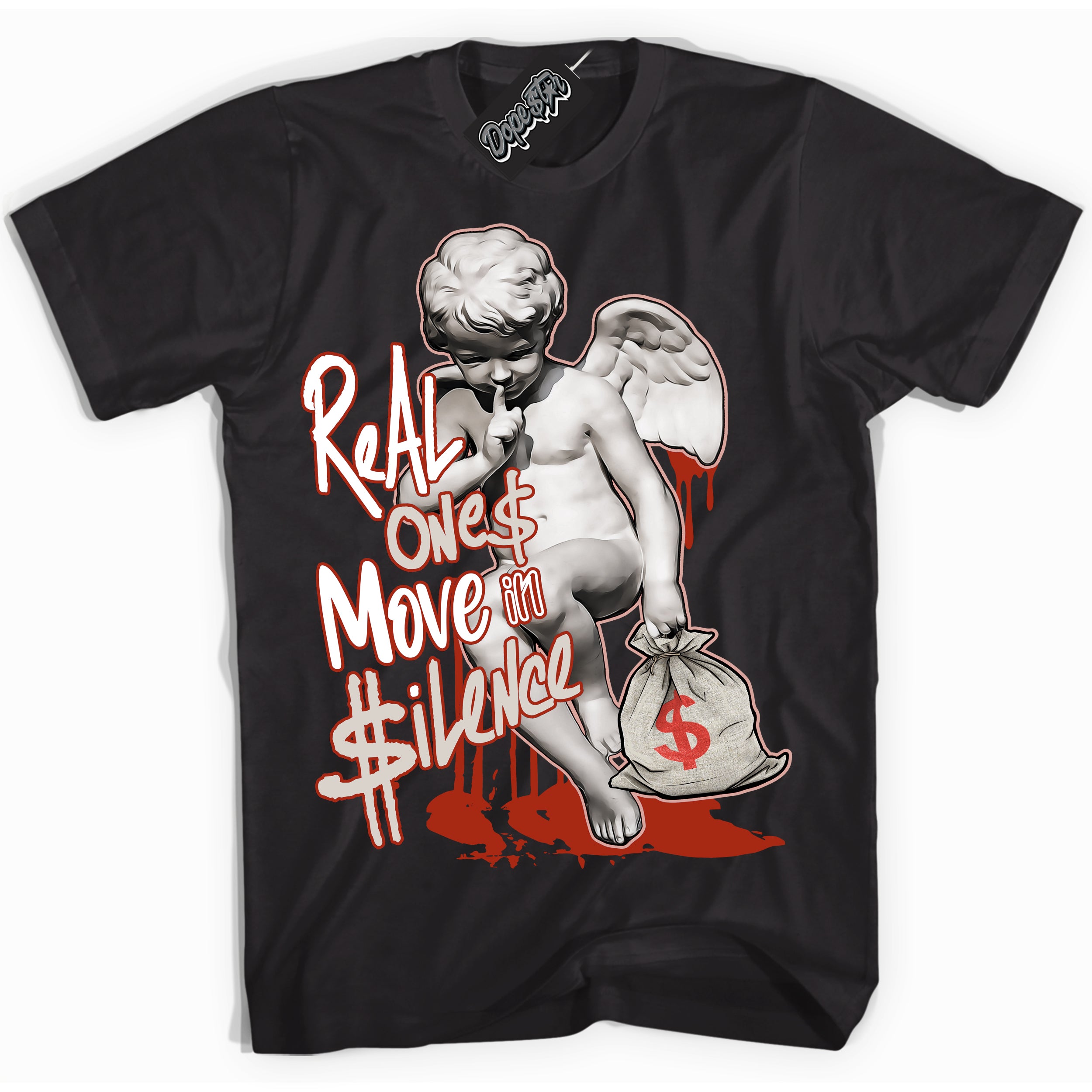 Cool Black Shirt with “ Real Ones Cherub ” design that perfectly matches Red Stardust Dunk.
