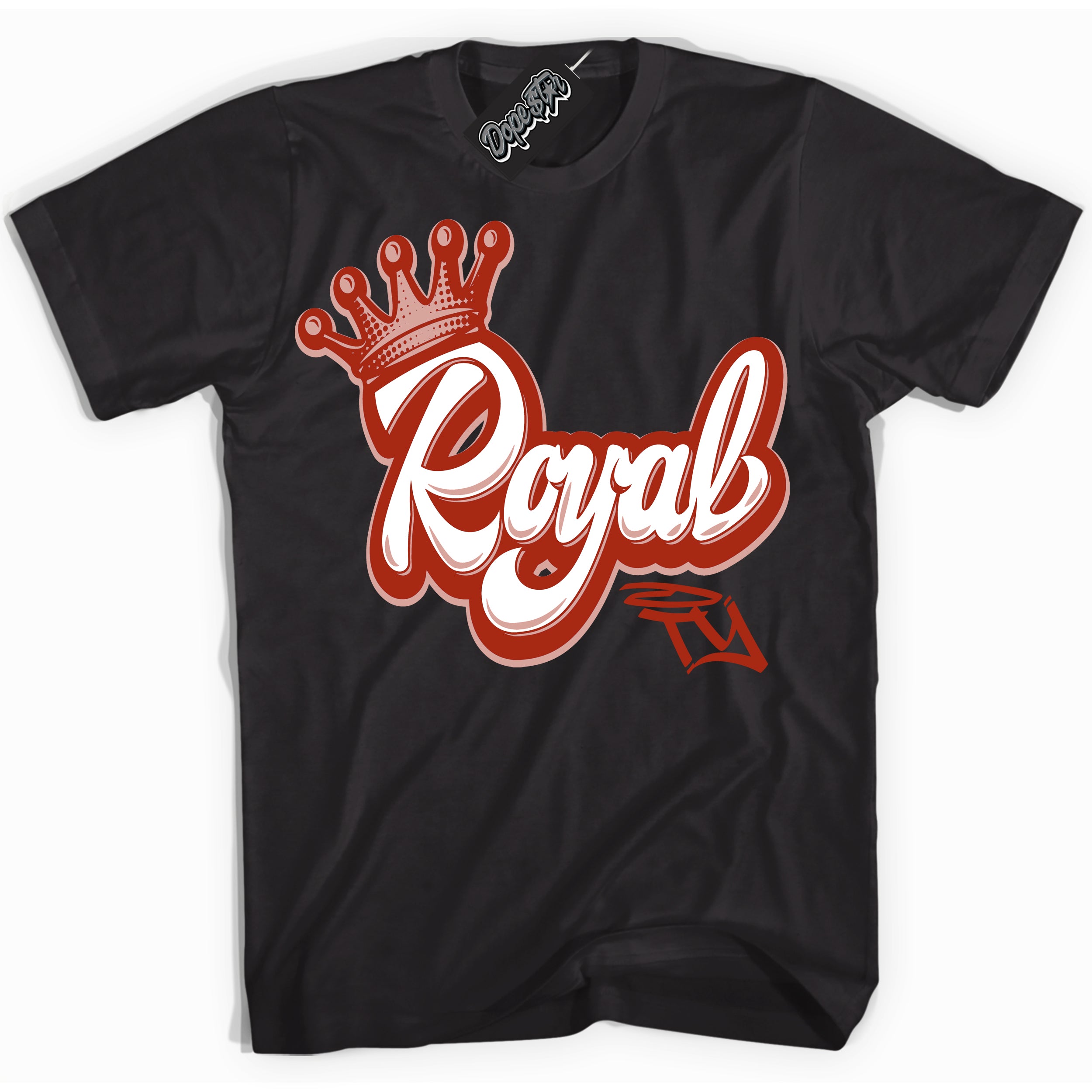 Cool Black Shirt with “ Royalty ” design that perfectly matches Red Stardust Dunk.
