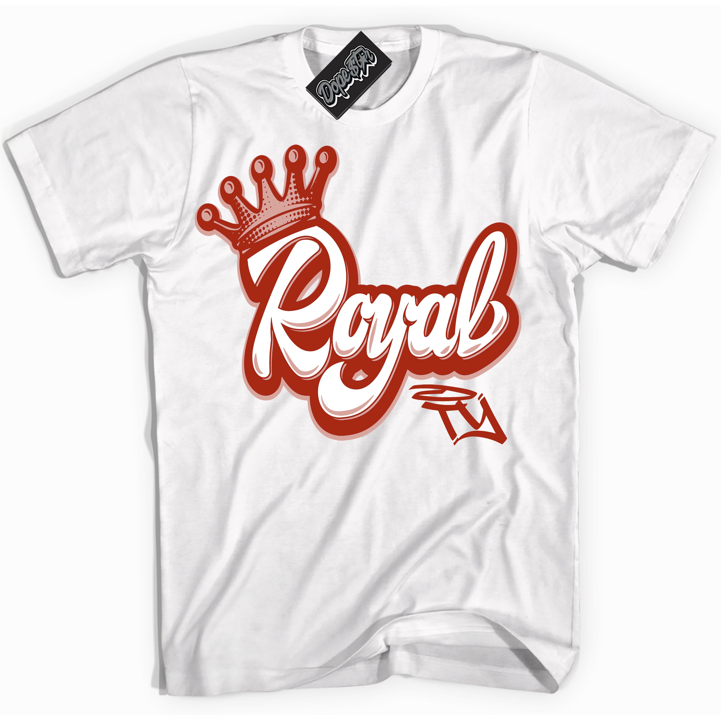 Cool White Shirt with “ Royalty ” design that perfectly matches Red Stardust Dunk.
