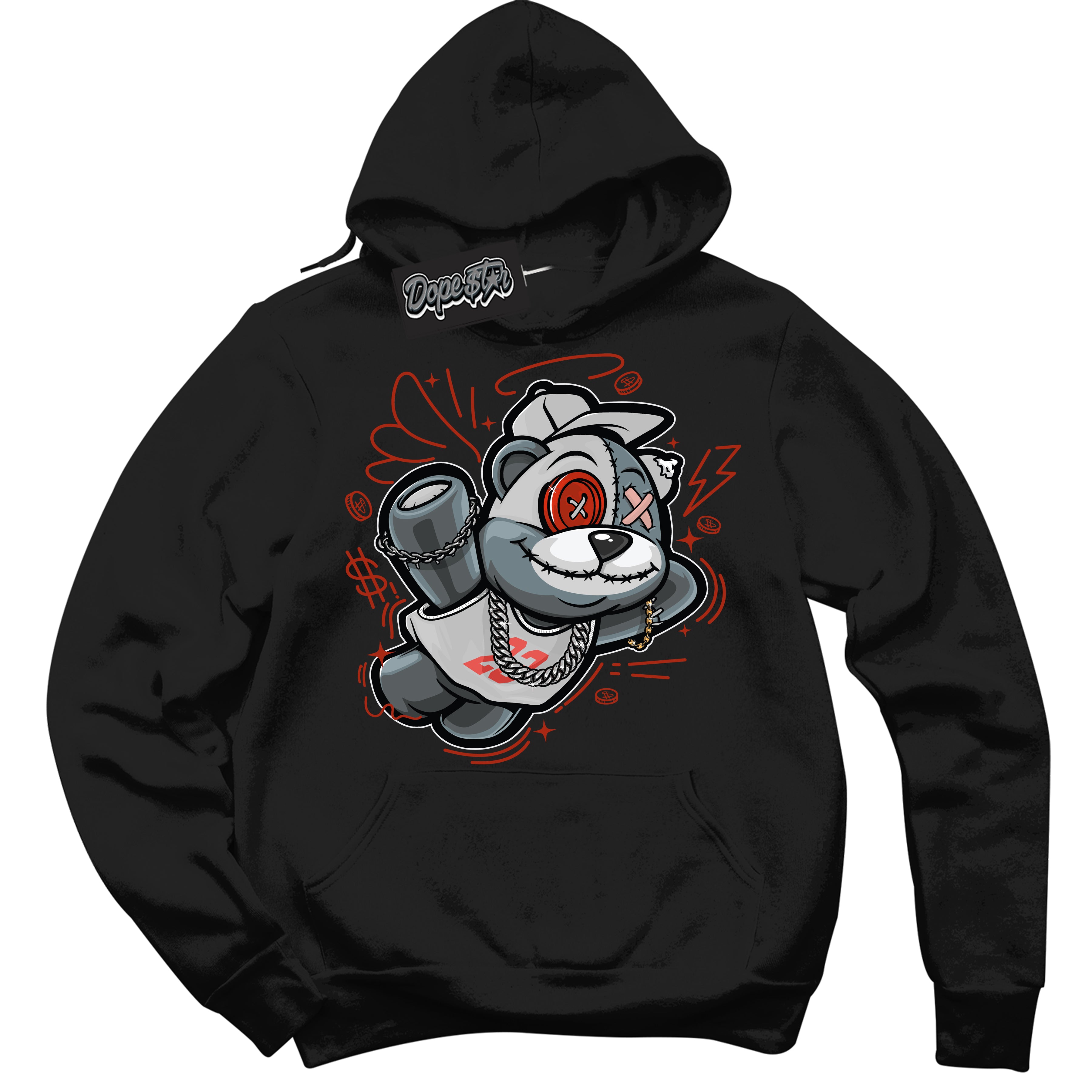 Cool Black Hoodie with “ Slam Dunk Bear ”  design that Perfectly Matches Red Stardust Dunk.
