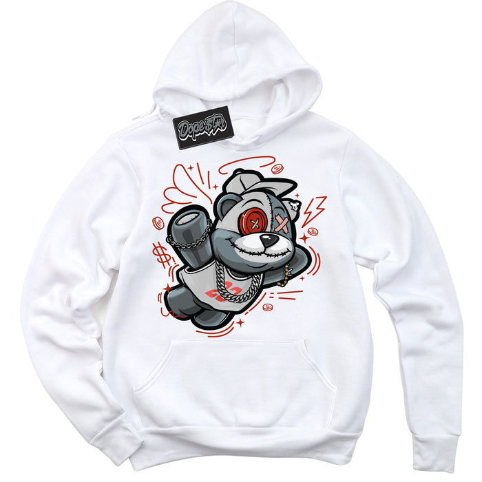 Cool White Hoodie with “ Slam Dunk Bear ”  design that Perfectly Matches Red Stardust Dunk.
