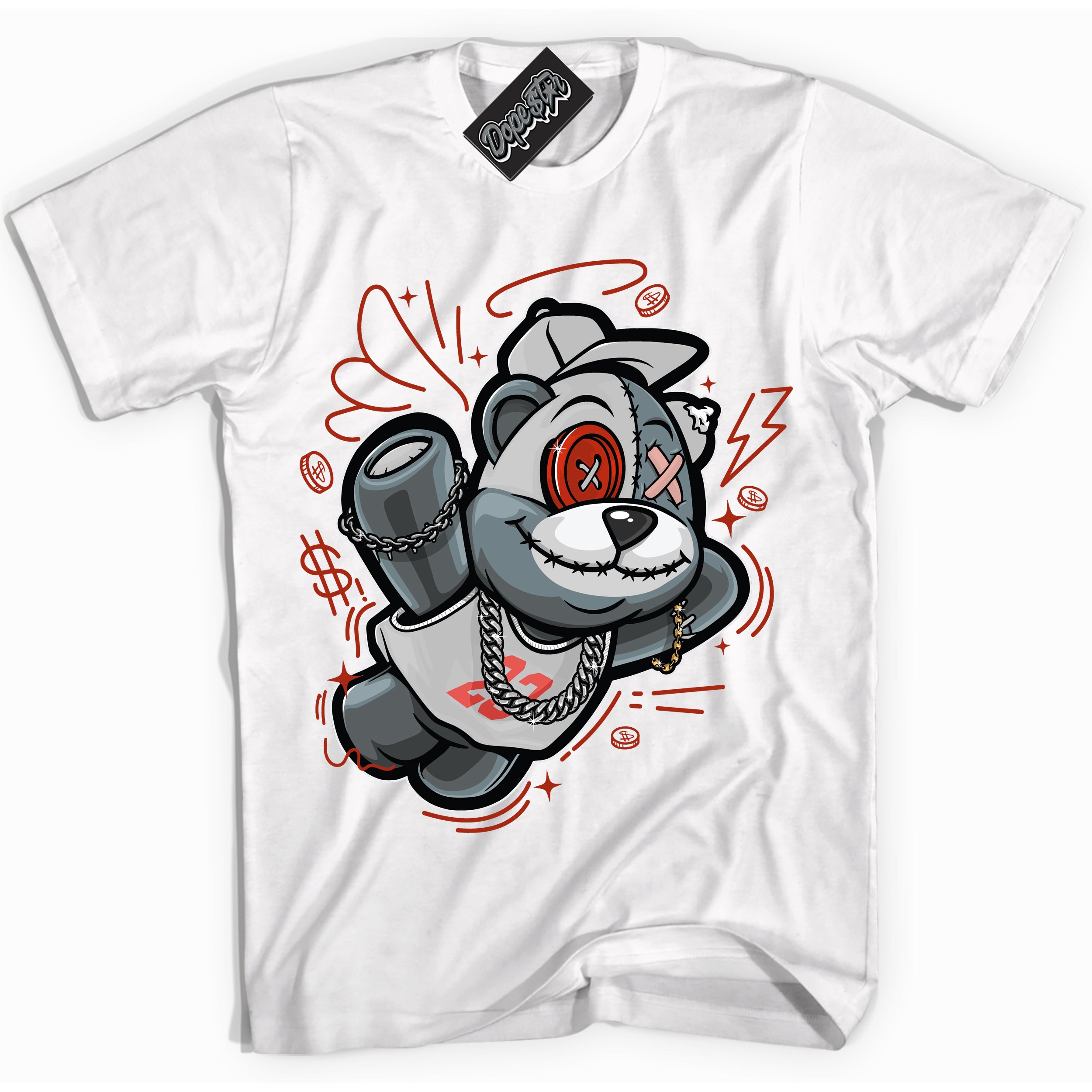 Cool White Shirt with “ Slam Dunk Bear ” design that perfectly matches Red Stardust Dunk.
