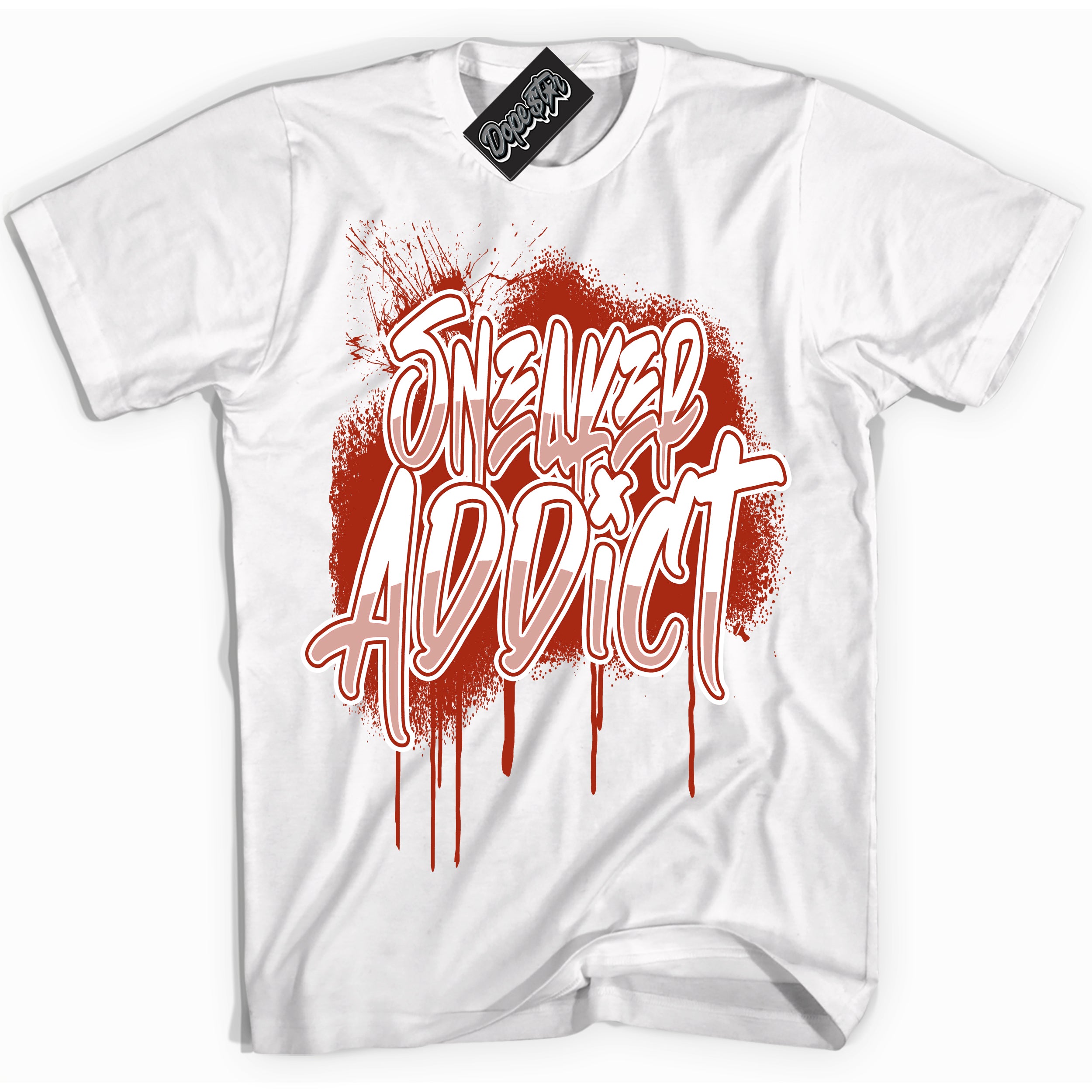 Cool White Shirt with “ Sneaker Addict ” design that perfectly matches Red Stardust Dunk.
