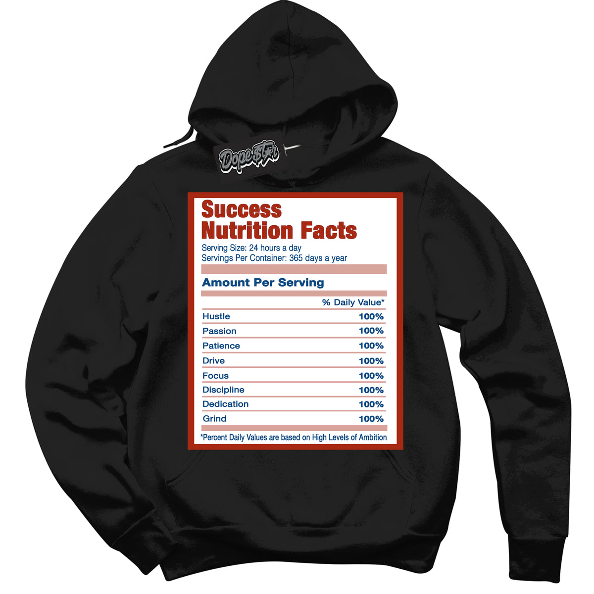 Cool Black Hoodie with “ Success Nutrition ”  design that Perfectly Matches Red Stardust Dunk.
