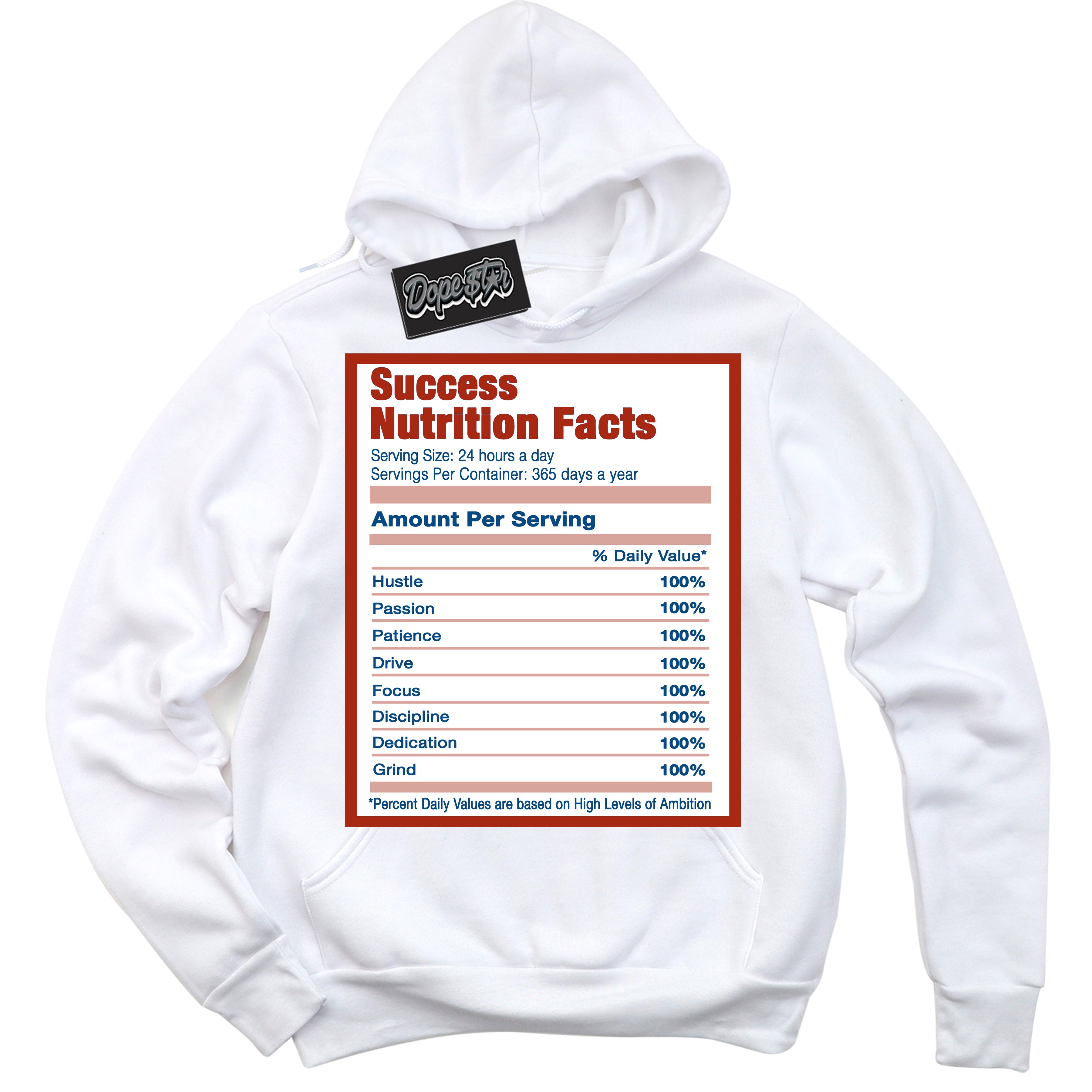 Cool White Hoodie with “ Success Nutrition ”  design that Perfectly Matches Red Stardust Dunk.
