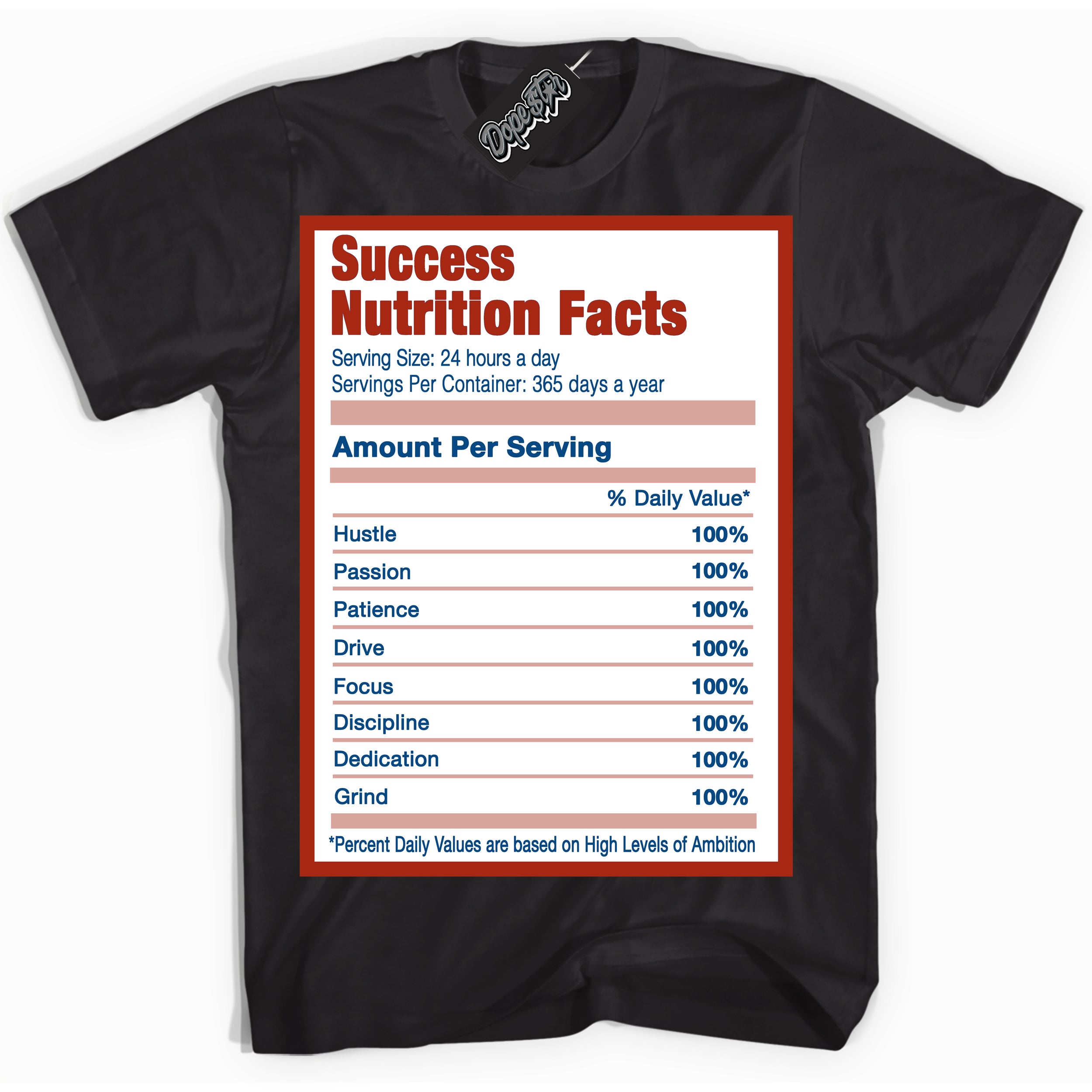 Cool Black Shirt with “ Success Nutrition ” design that perfectly matches Red Stardust Dunk.
