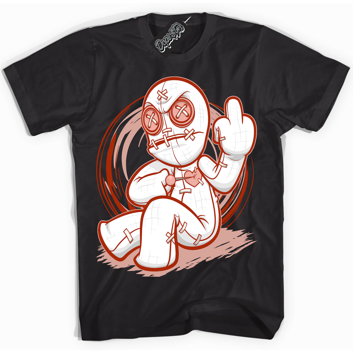 Cool Black Shirt with “ Voodoo Doll ” design that perfectly matches Red Stardust Dunk.
