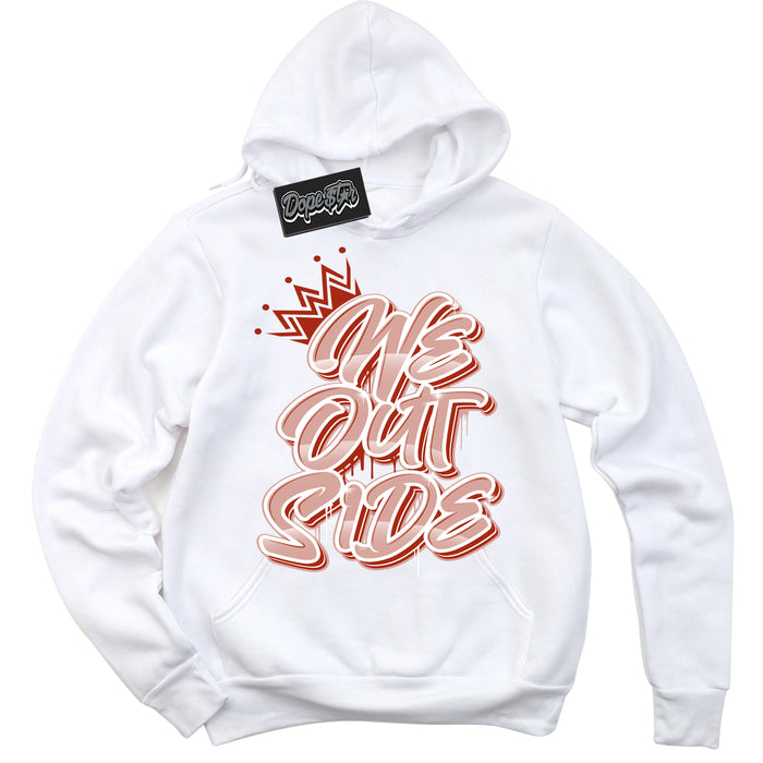 Cool White Hoodie with “ We Outside ”  design that Perfectly Matches Red Stardust Dunk.
