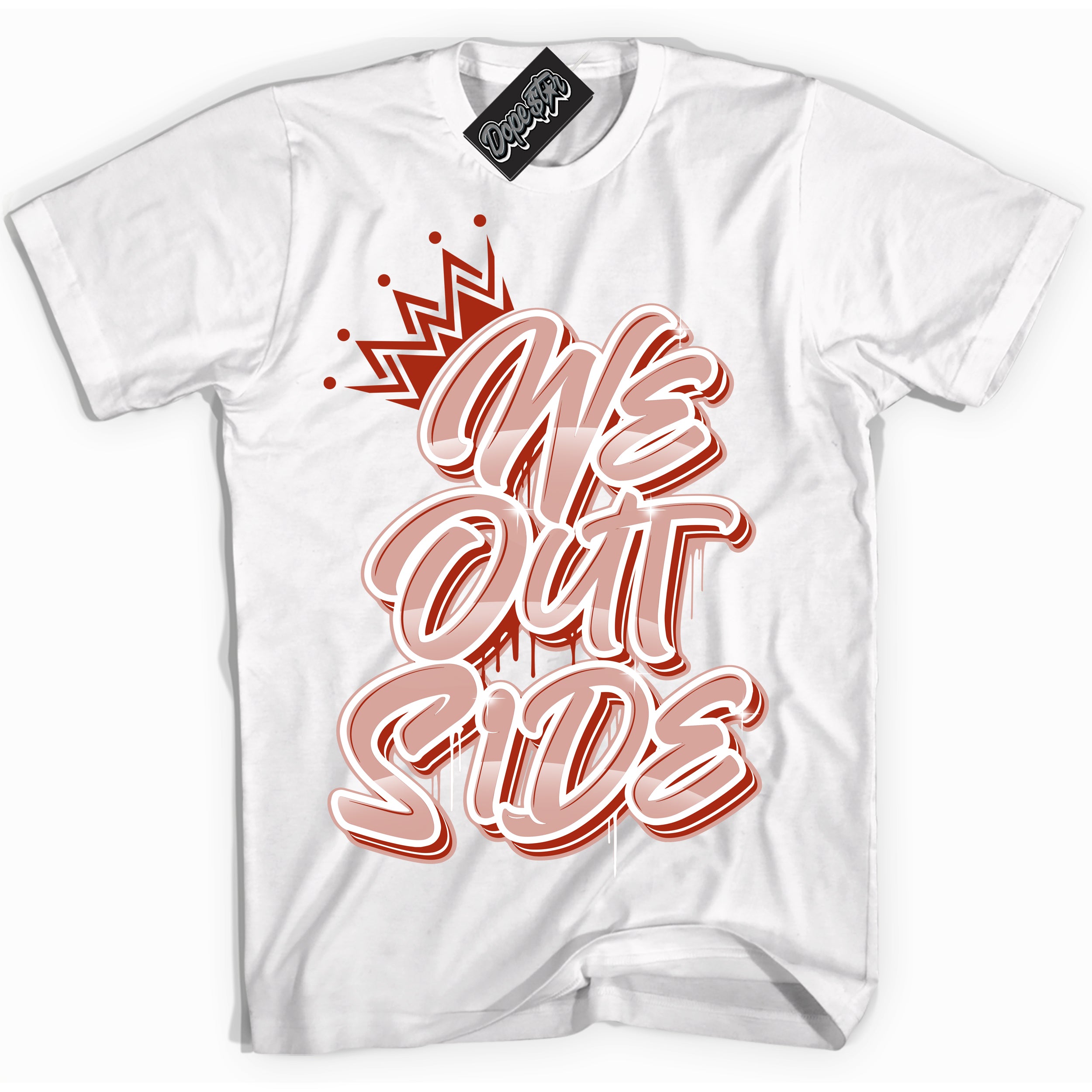 Cool White Shirt with “ We Outside ” design that perfectly matches Red Stardust Dunk.
