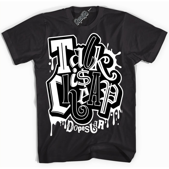 Cool Black Shirt with “Talk Is Cheap” design that perfectly matches Suede Panda Dunk.