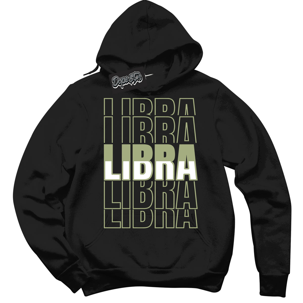 Cool Black Hoodie with “ Libra ”  design that Perfectly Matches Safari Oil Green Dunk.